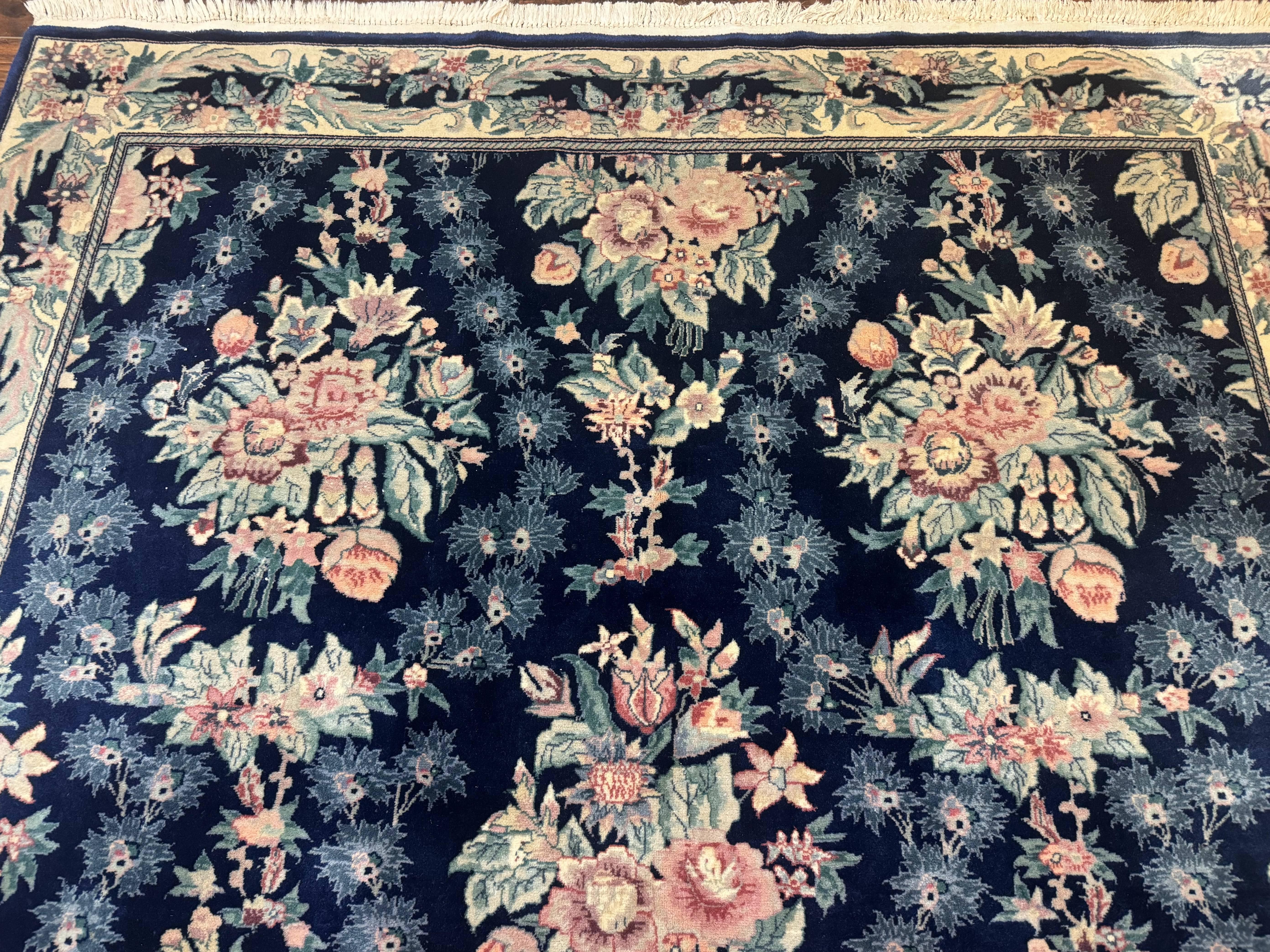 Sino Persian Rug 6x9, Navy Blue, Floral - Jewel Rugs