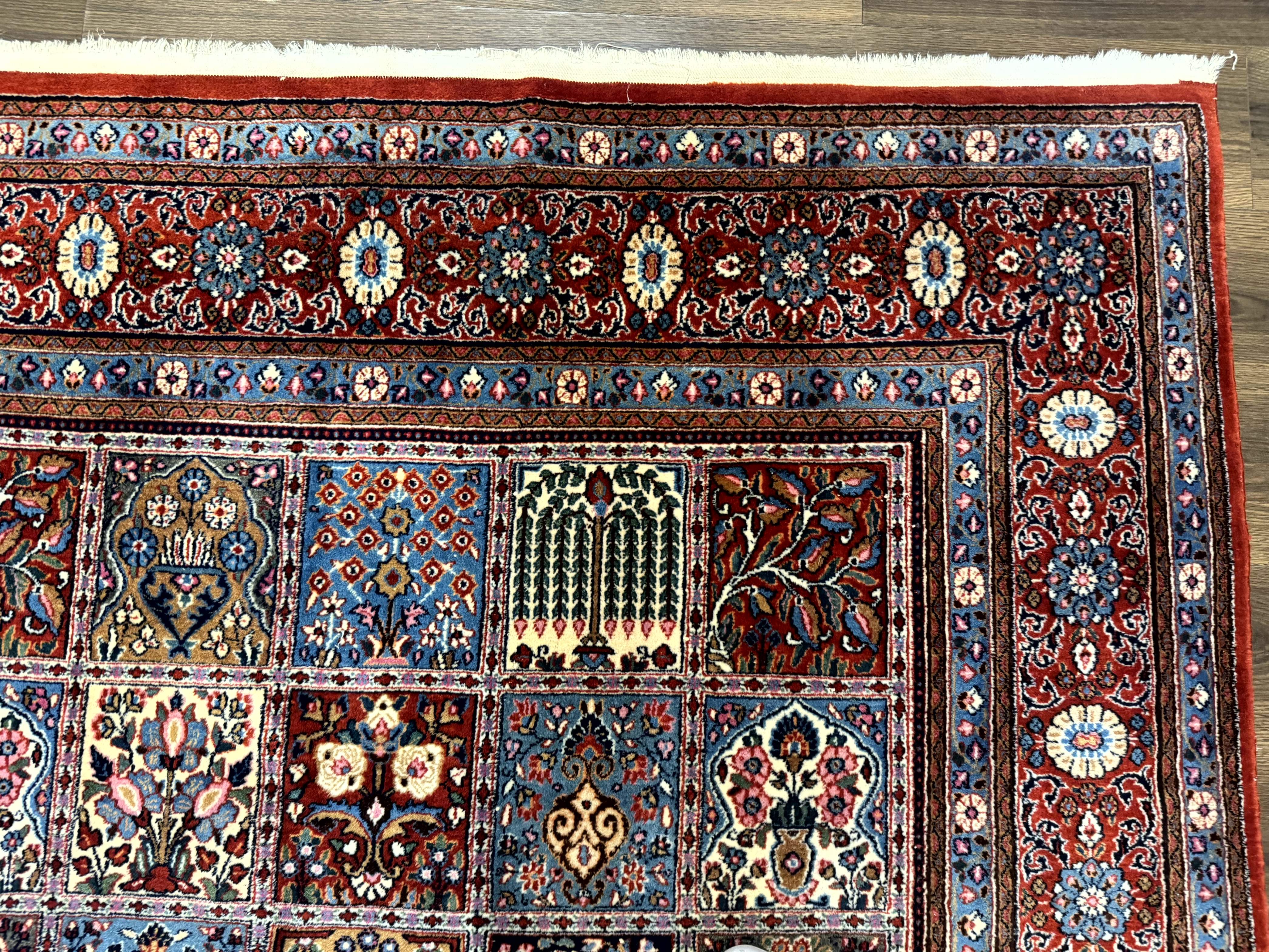 Wonderful Persian Qum Rug 10x13, Panel Design, Fine 260 KPSI, Signed, Red Multicolor - Jewel Rugs