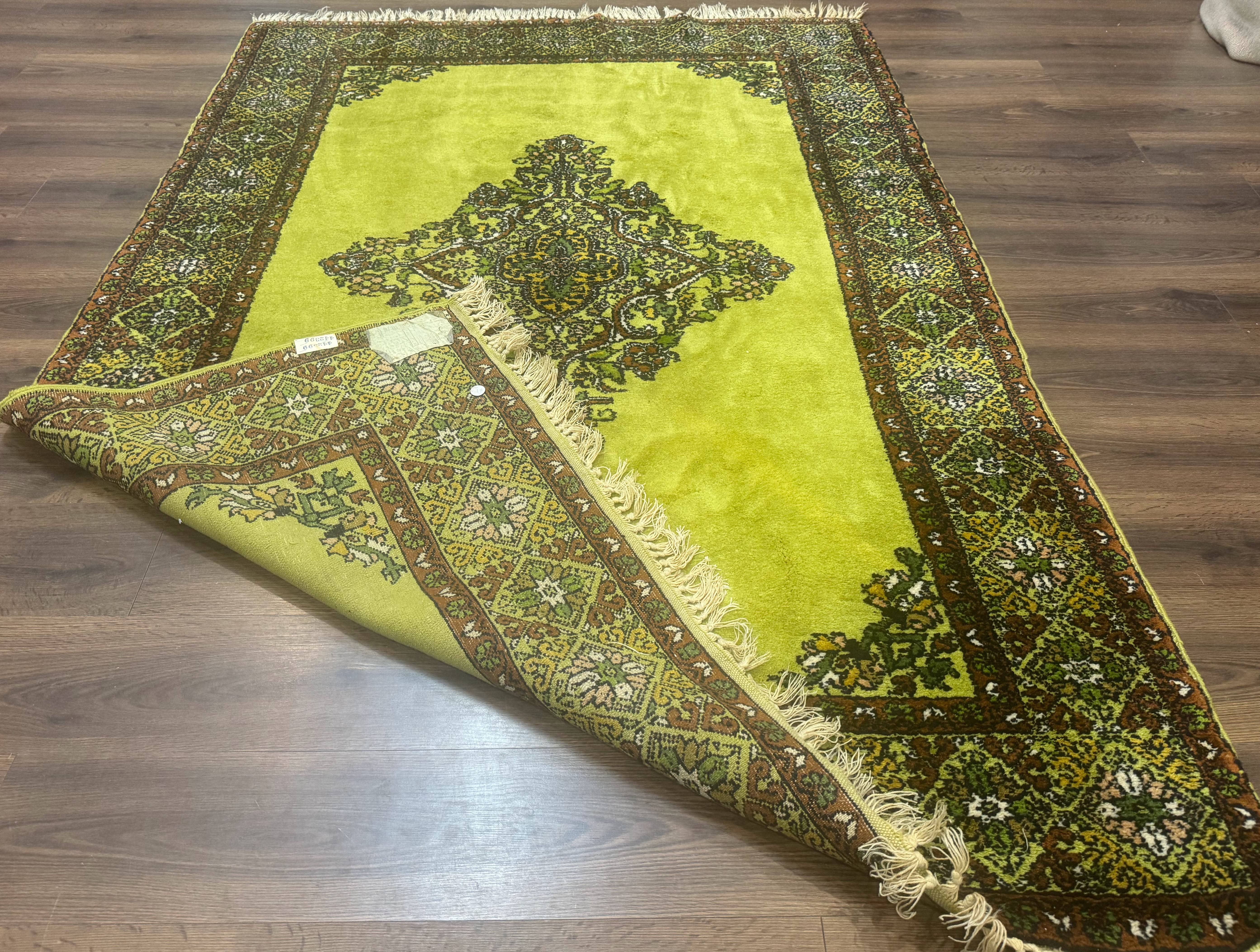 Moroccan Rug 6x8, Semi Open Field, Vintage, Lime Green, Wool Carpet - Jewel Rugs