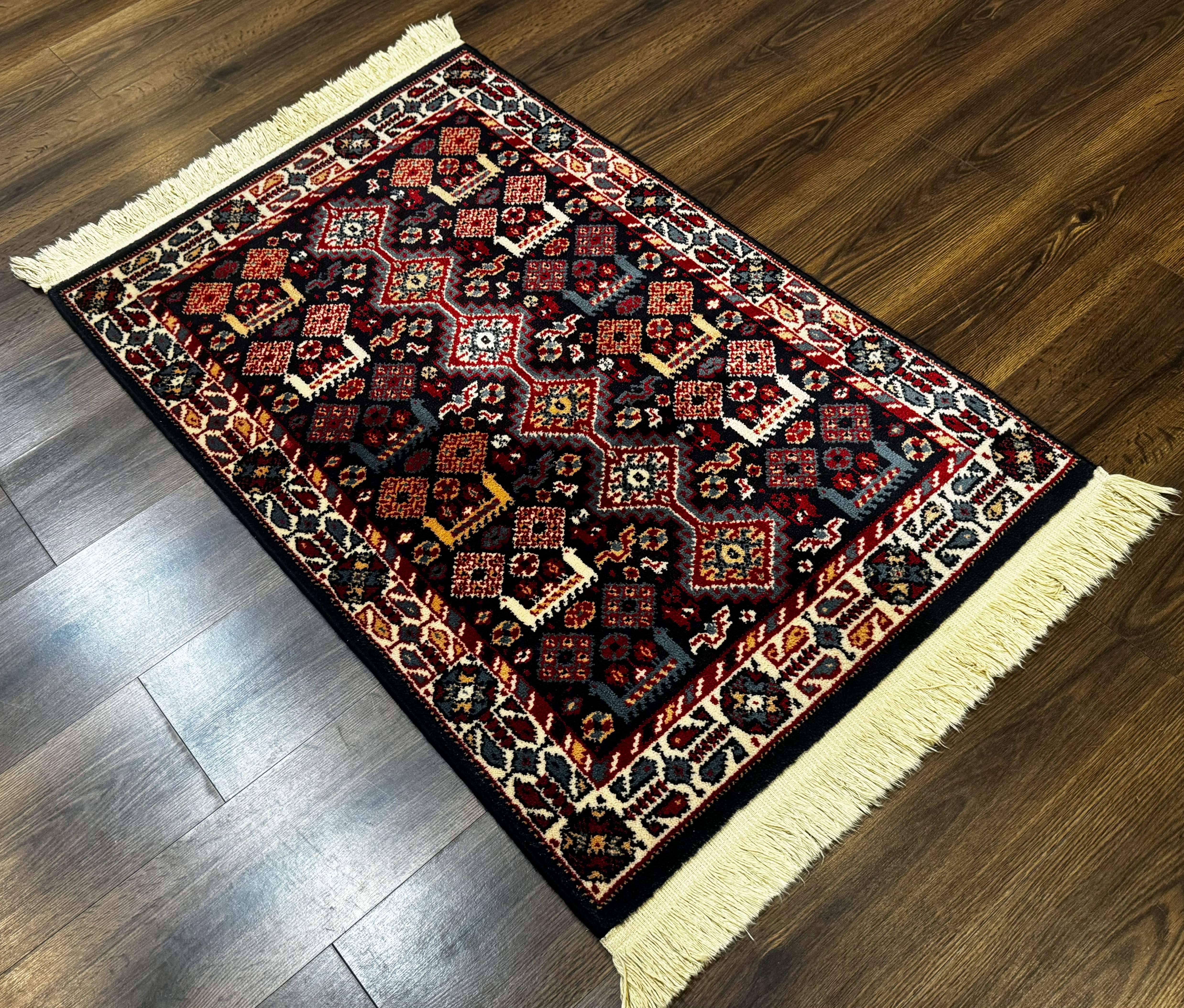 Small Karastan Rug 3x4, Yuruk Collection, Wool, Tribal, Geometric, Navy Blue - Jewel Rugs