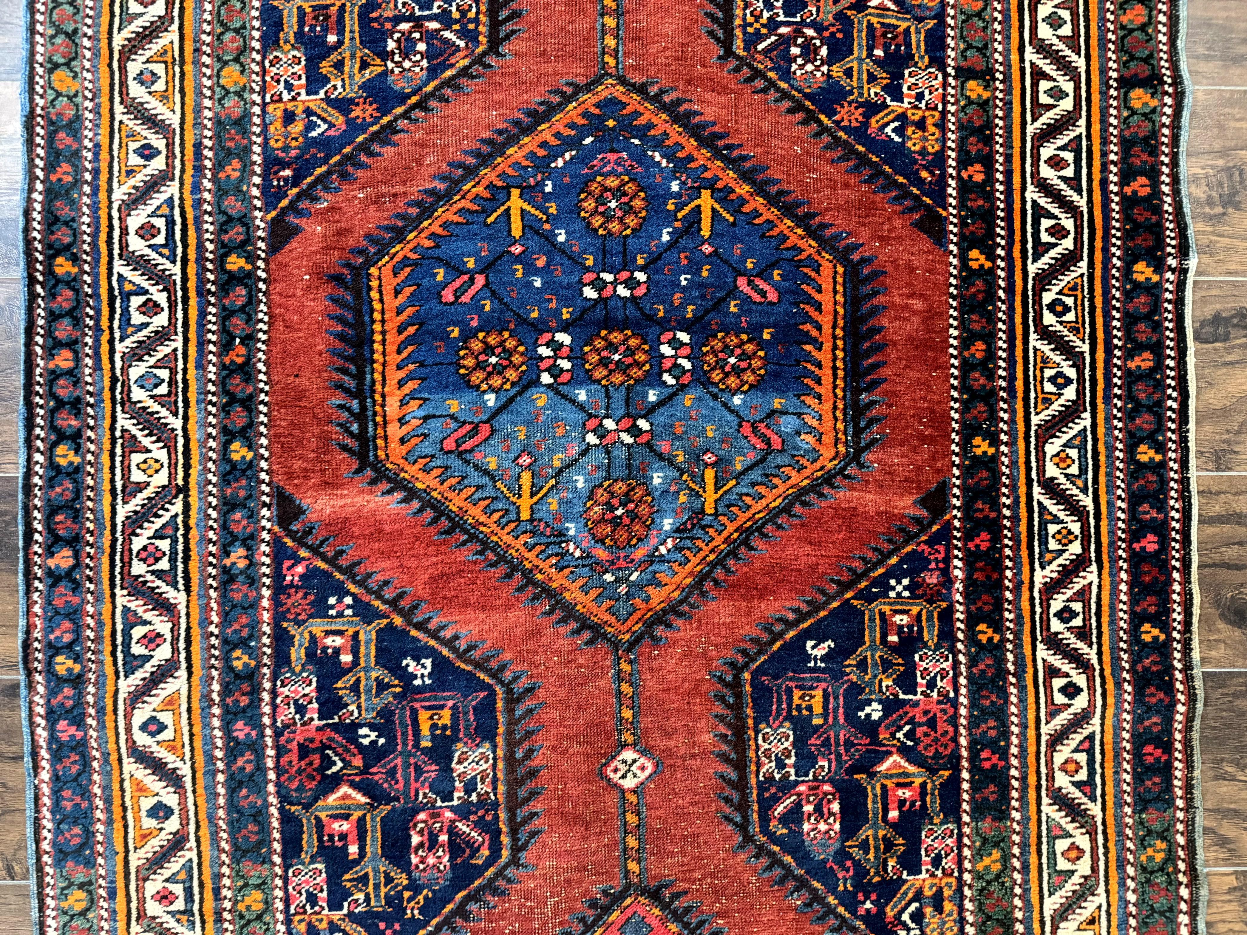 Antique Persian Sarab Runner Rug 3.9 x 12, Red, Handmade, Tribal Runner, Wool, Signed - Jewel Rugs