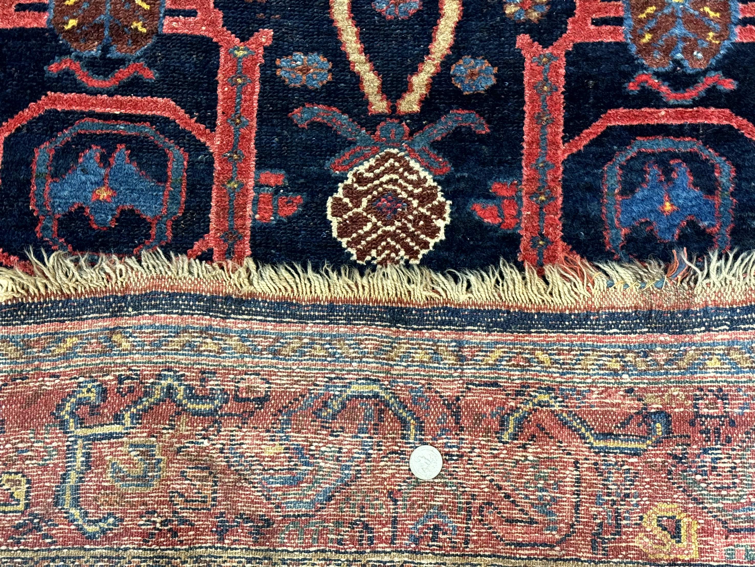 Rare Persian Malayer Runner Rug 4x16 – Navy and Red, Hand-Knotted Wool Antique Carpet, Paisley Border - Jewel Rugs