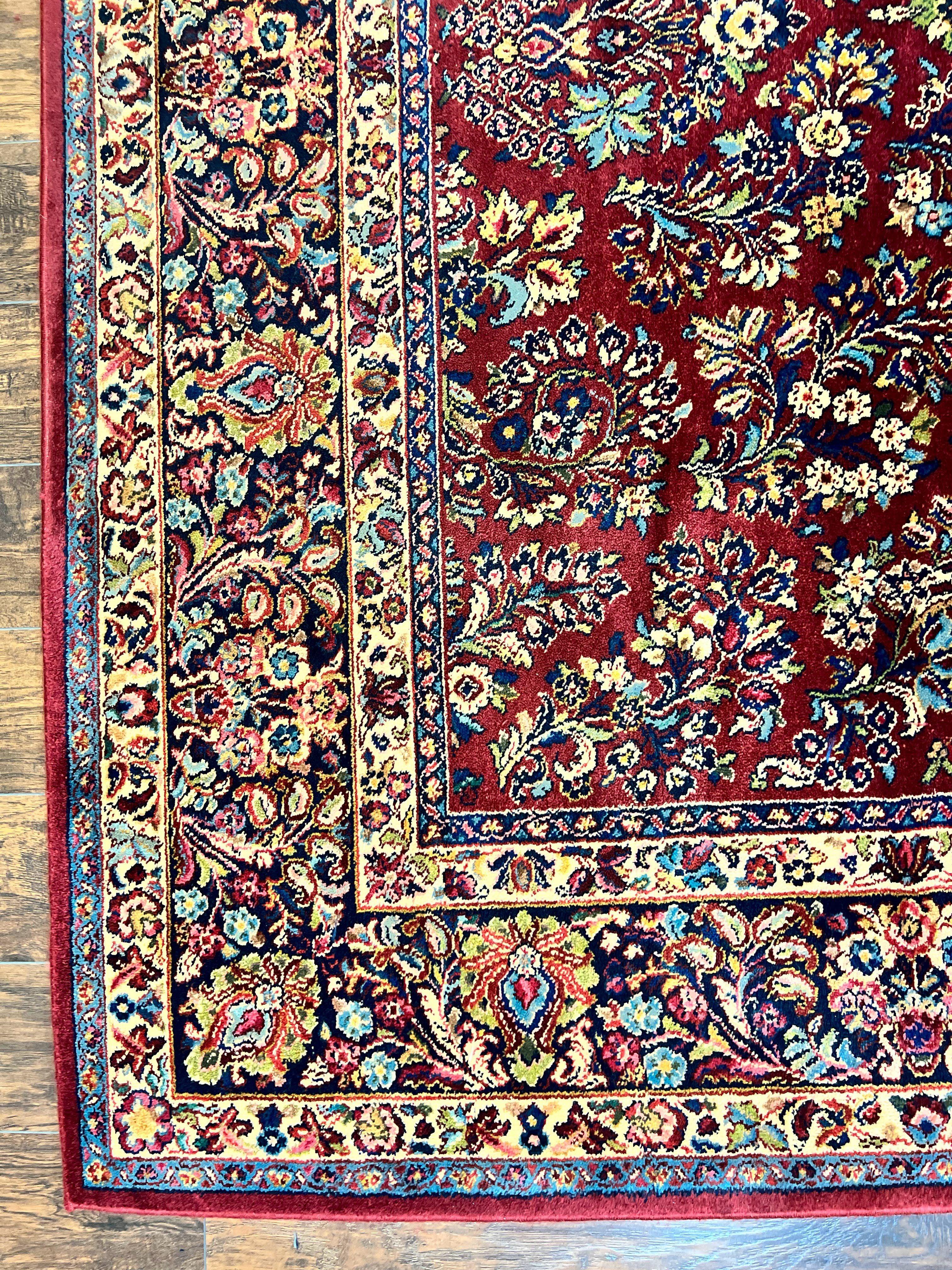 Square Karastan Rug, Red Sarouk Rug #785, Karastan Wool Rug 9x9 ft, Wool Karastan Carpet, Original 700 Series, Rare Size 9 x 9 - Jewel Rugs