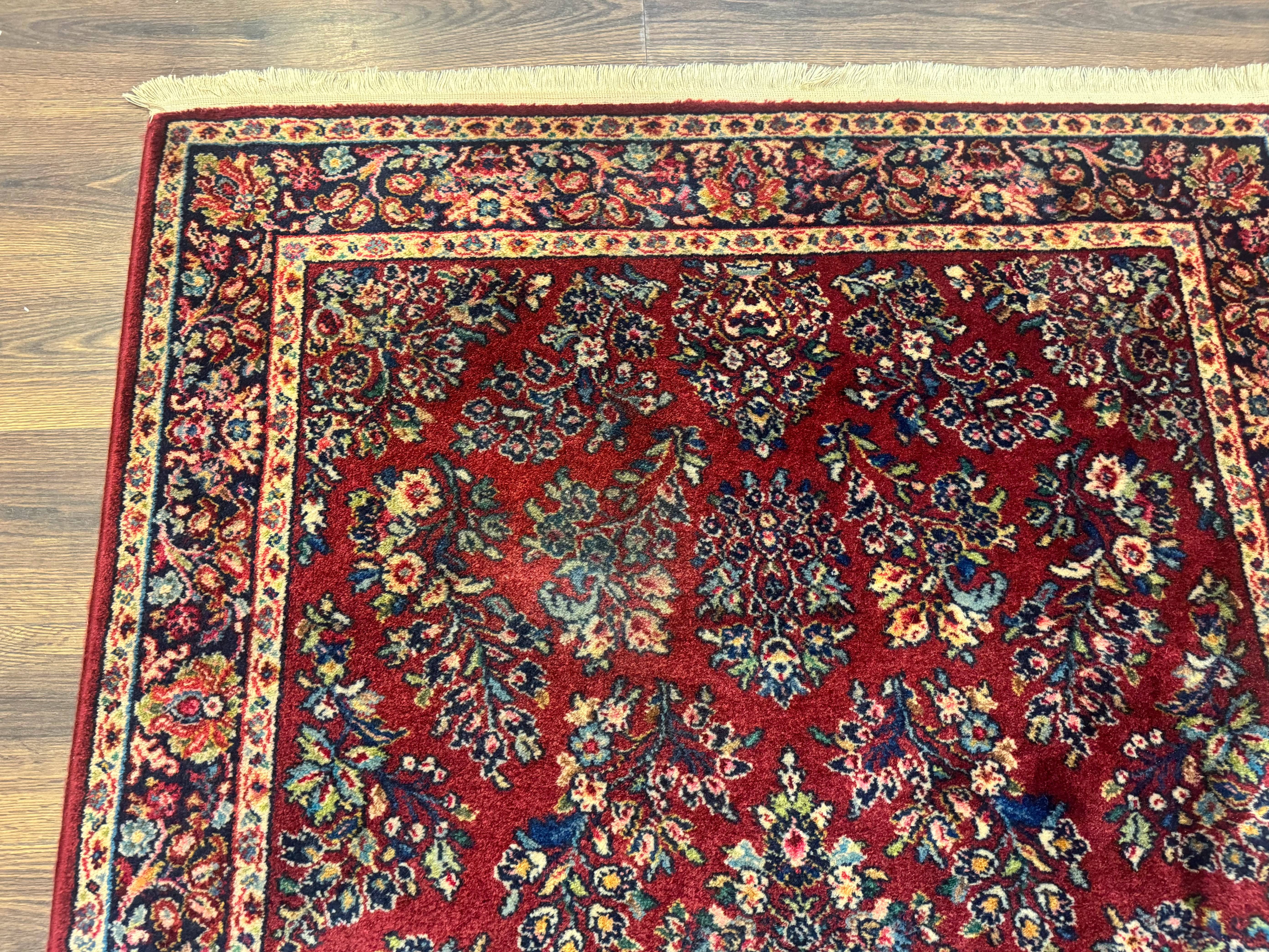 Karastan Rug 4x6 Red Sarouk #785, Wool Pile Original 700 Series, Vintage Discontinued - Jewel Rugs