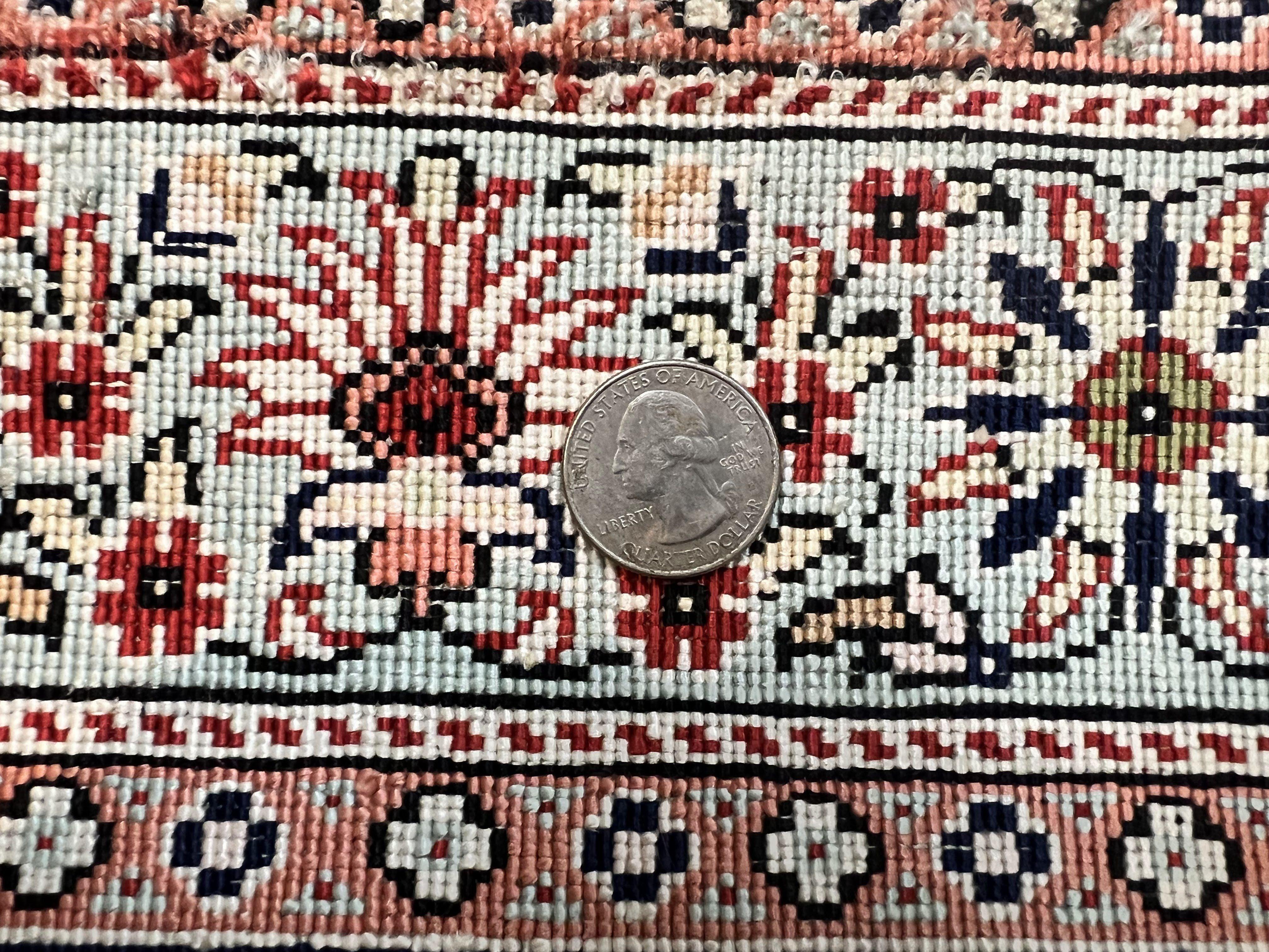 Silk Turkish Kayseri Rug 2x3, Very Finely Hand Knotted, Semi Open Field, Vintage, Silk Pile on Silk Foundation, 300 KPSI - Jewel Rugs