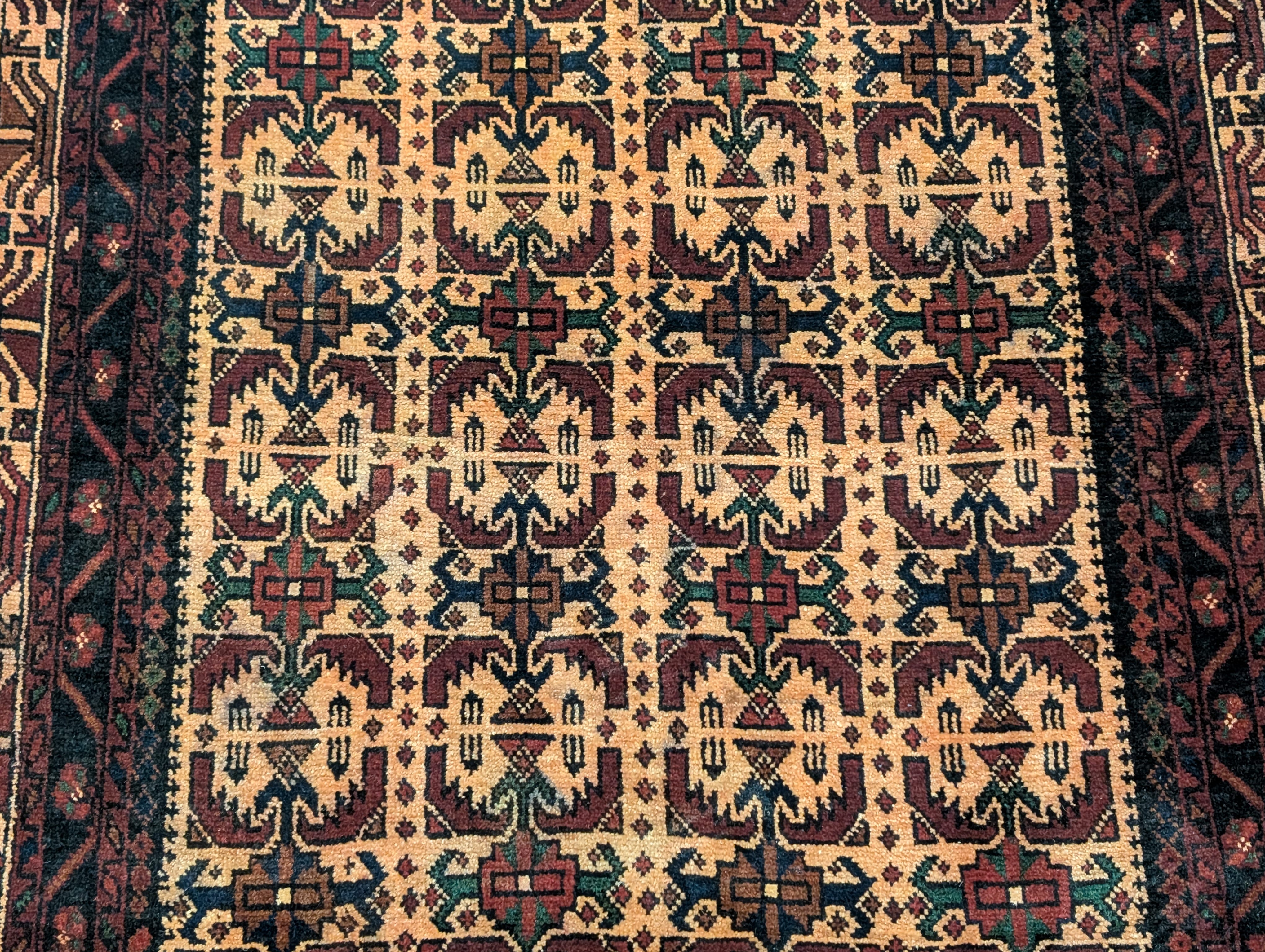 Afghan Baluch Rug 4x6, Tan, Tribal, Handmade, Wool, New - Jewel Rugs