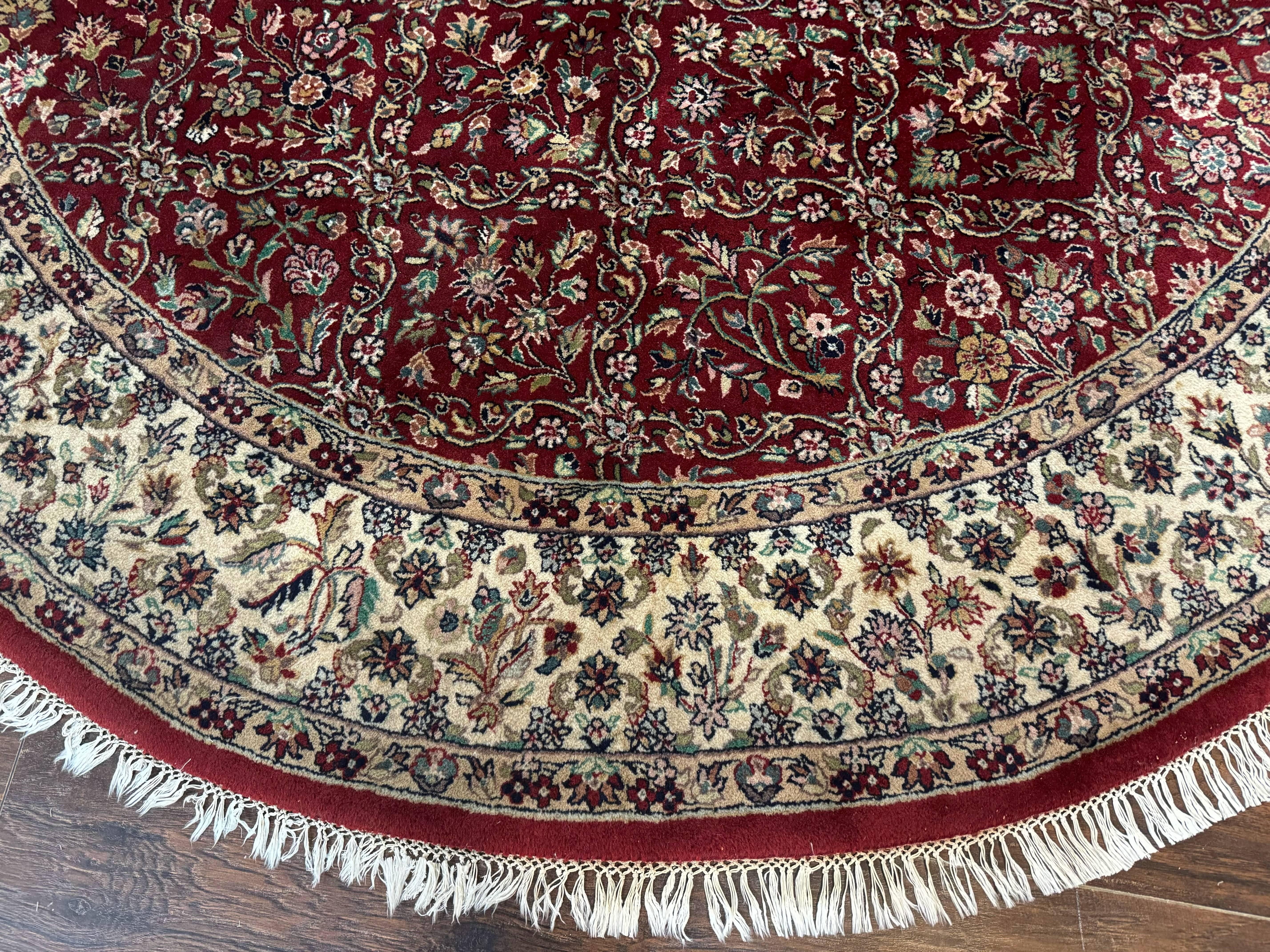 Indo Persian Round Rug 7x7, Wool, Vintage, Handmade, Large Round Oriental Carpet - Jewel Rugs