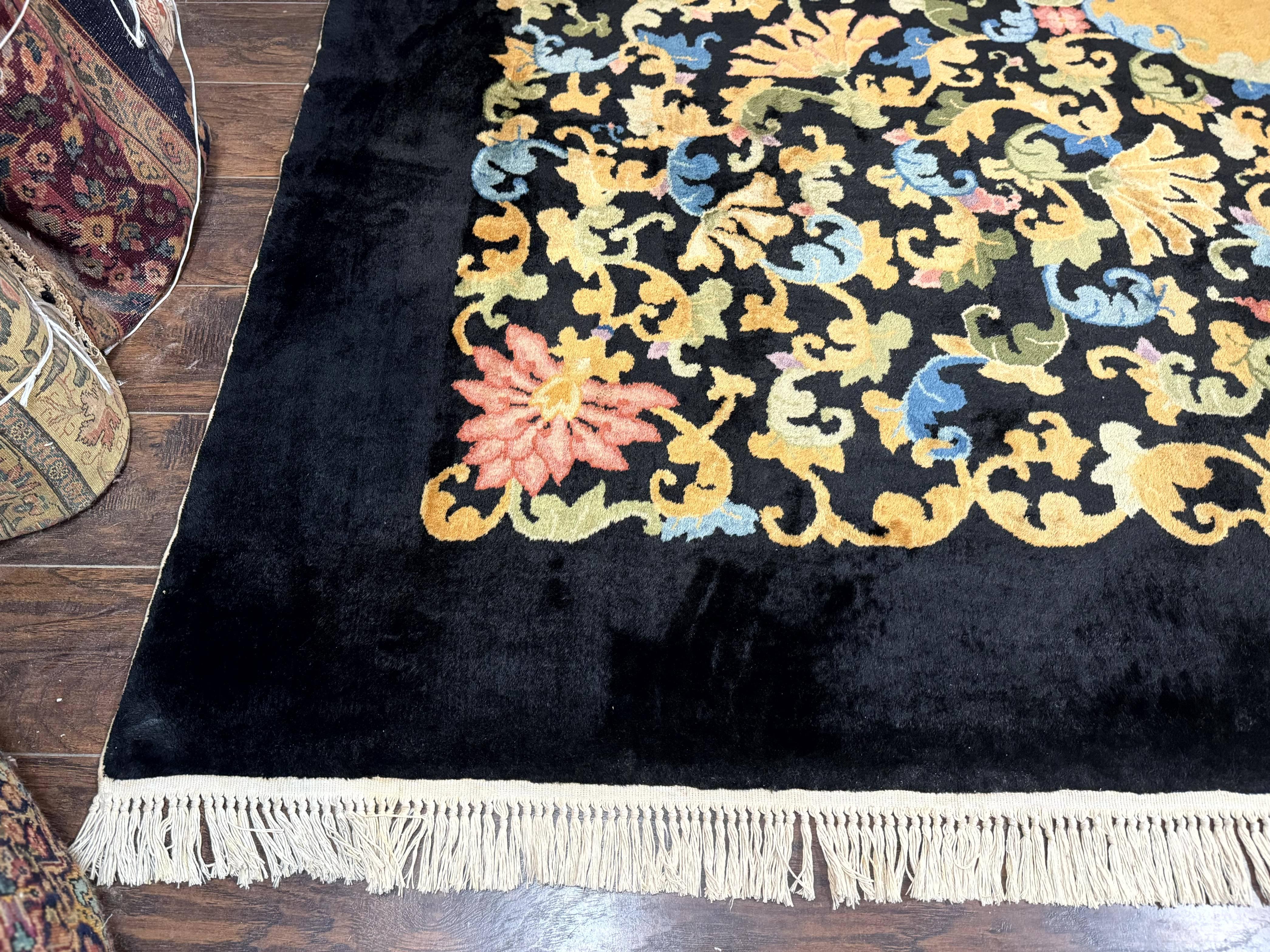 Antique Chinese Peking Rug 12.6 x 14.9, Palace Size Asian Oriental Carpet, Art Deco Rug, Rare - Jewel Rugs