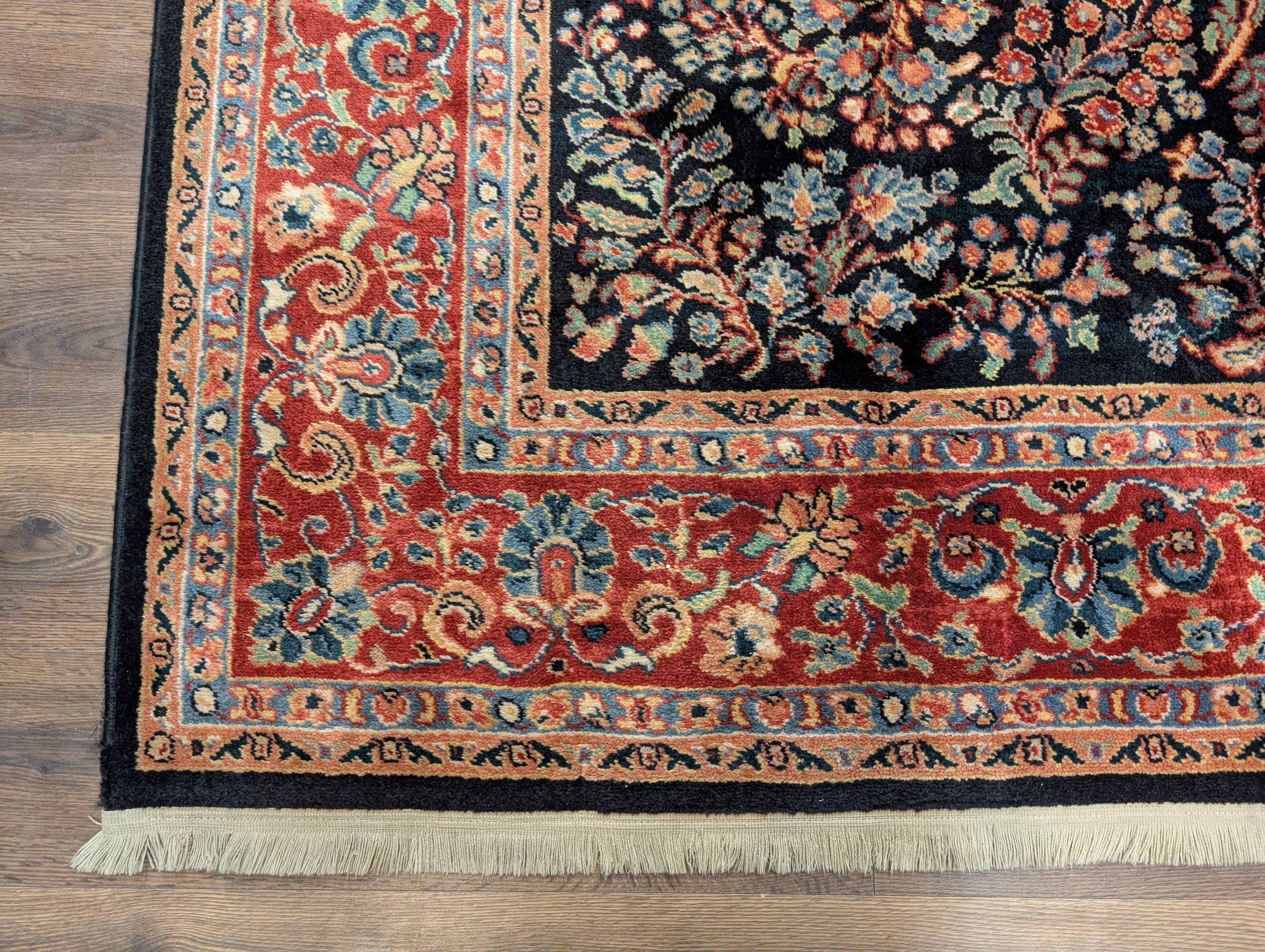 Karastan Rug 8.8 x 10.6, Black Antique Sarouk #800/803, Vintage, Wool, Classic Traditions Collection - Jewel Rugs