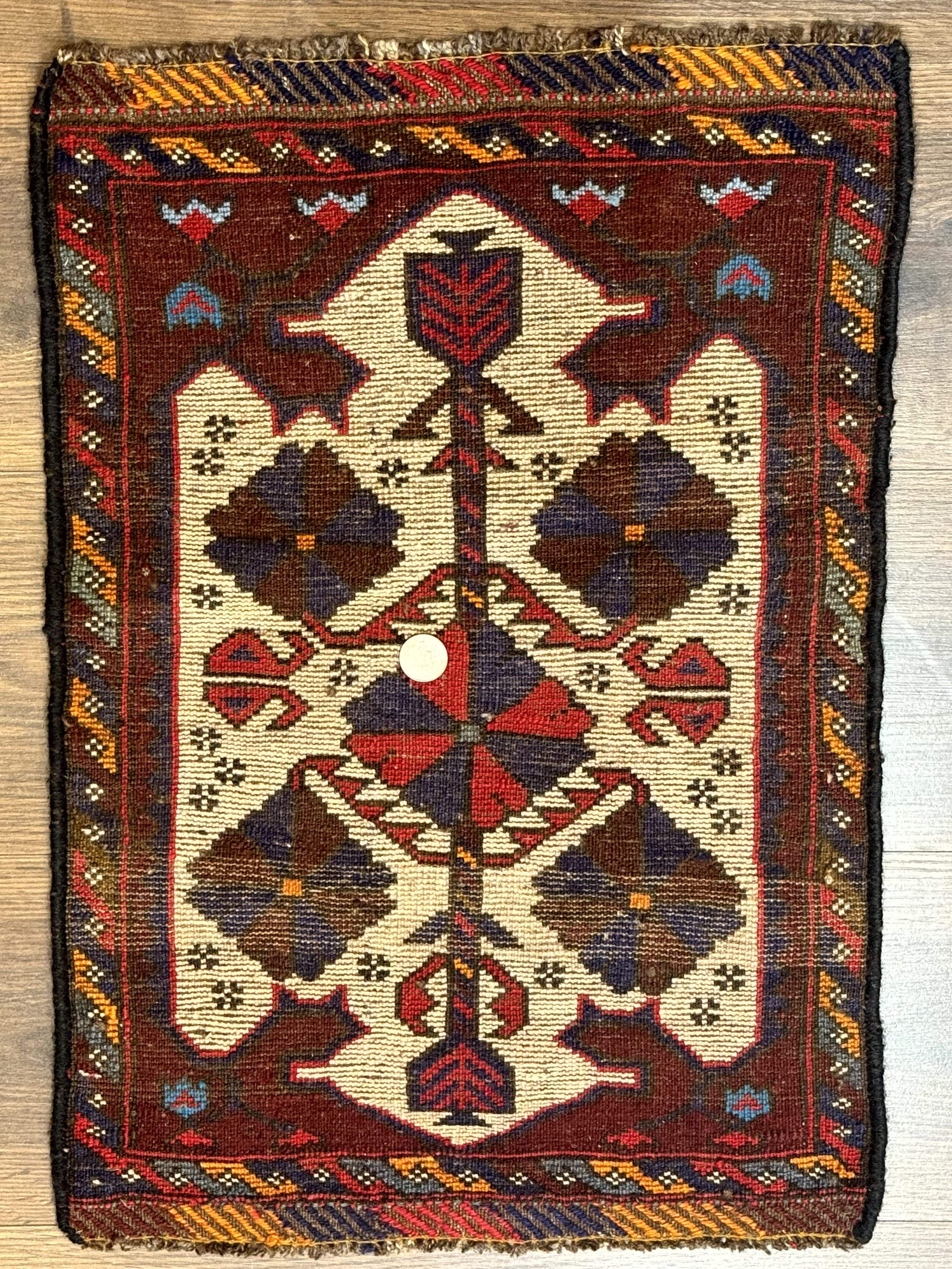 Small Persian Baluchi Tribal Rug, Tan, Handmade - Jewel Rugs