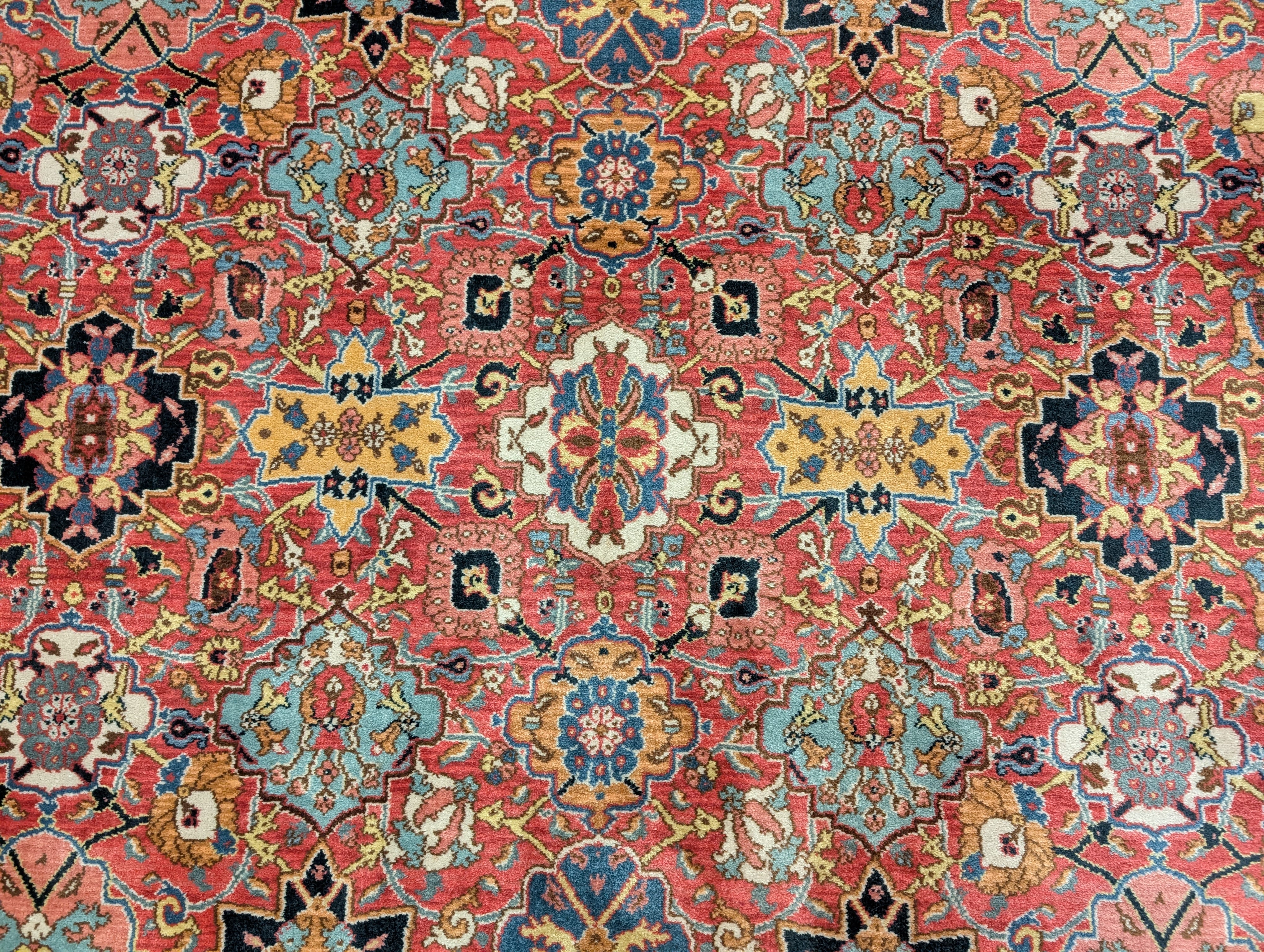 Karastan Rug 8.3 x 11.7, Williamsburg Kerman Vase #557, Wool, Vintage - Jewel Rugs