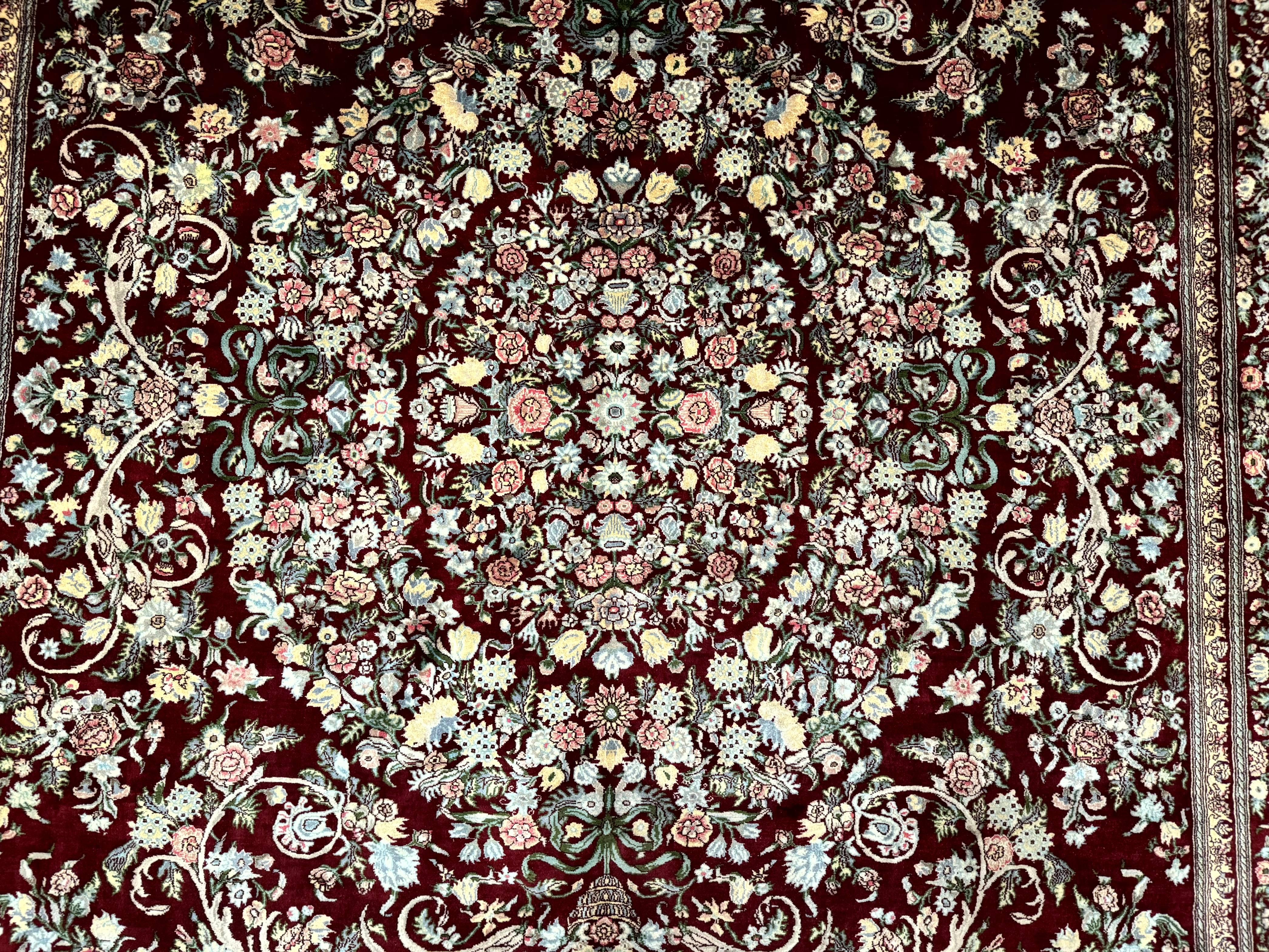 Burgundy Persian Rug 8x10, Pak Persian Floral Carpet, Very Fine 300 KPSI - Jewel Rugs