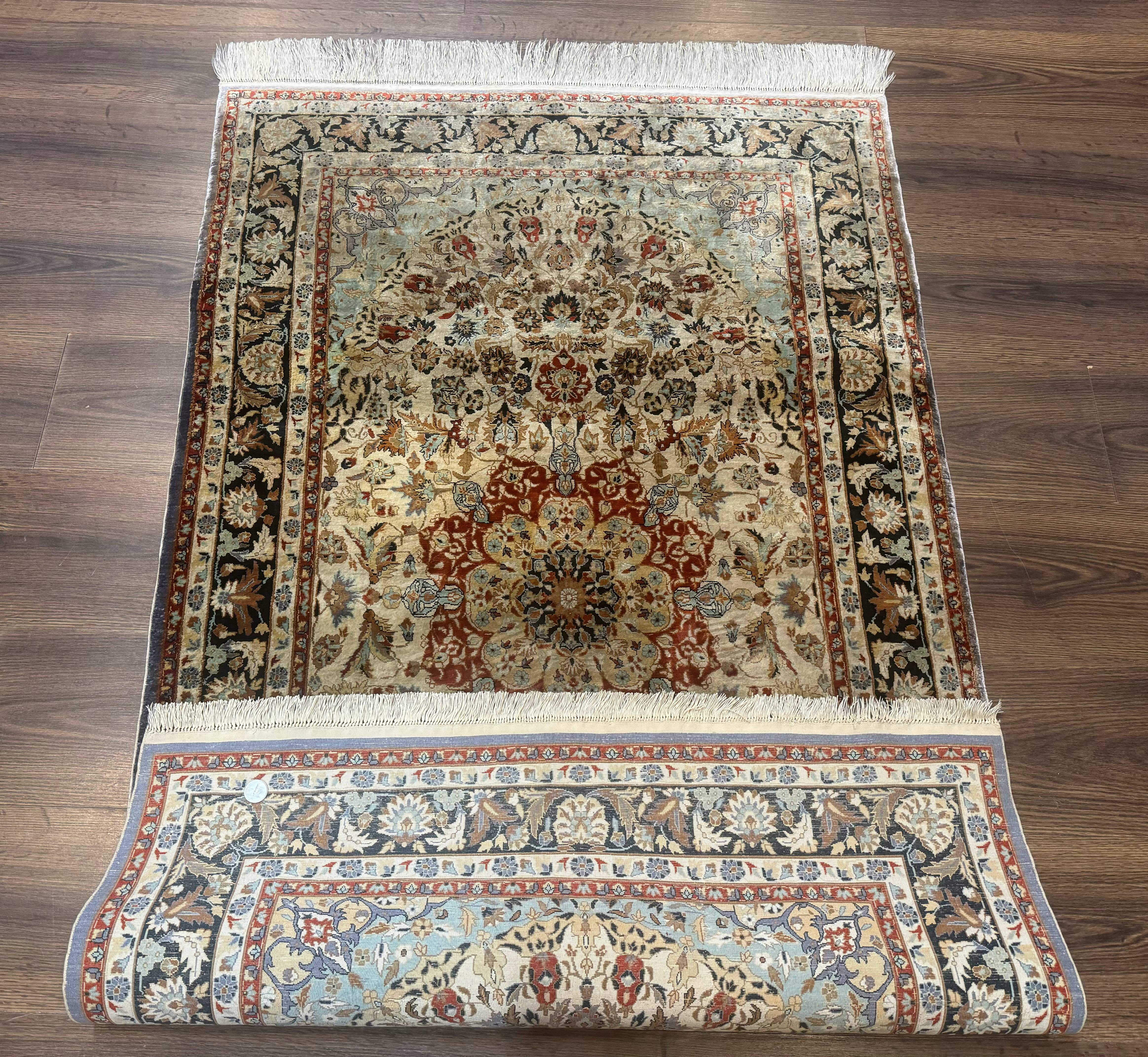 Sino Per'ian Qum Silk Rug 3x5, Fine 500 KPSI, Hand Knotted - Jewel Rugs