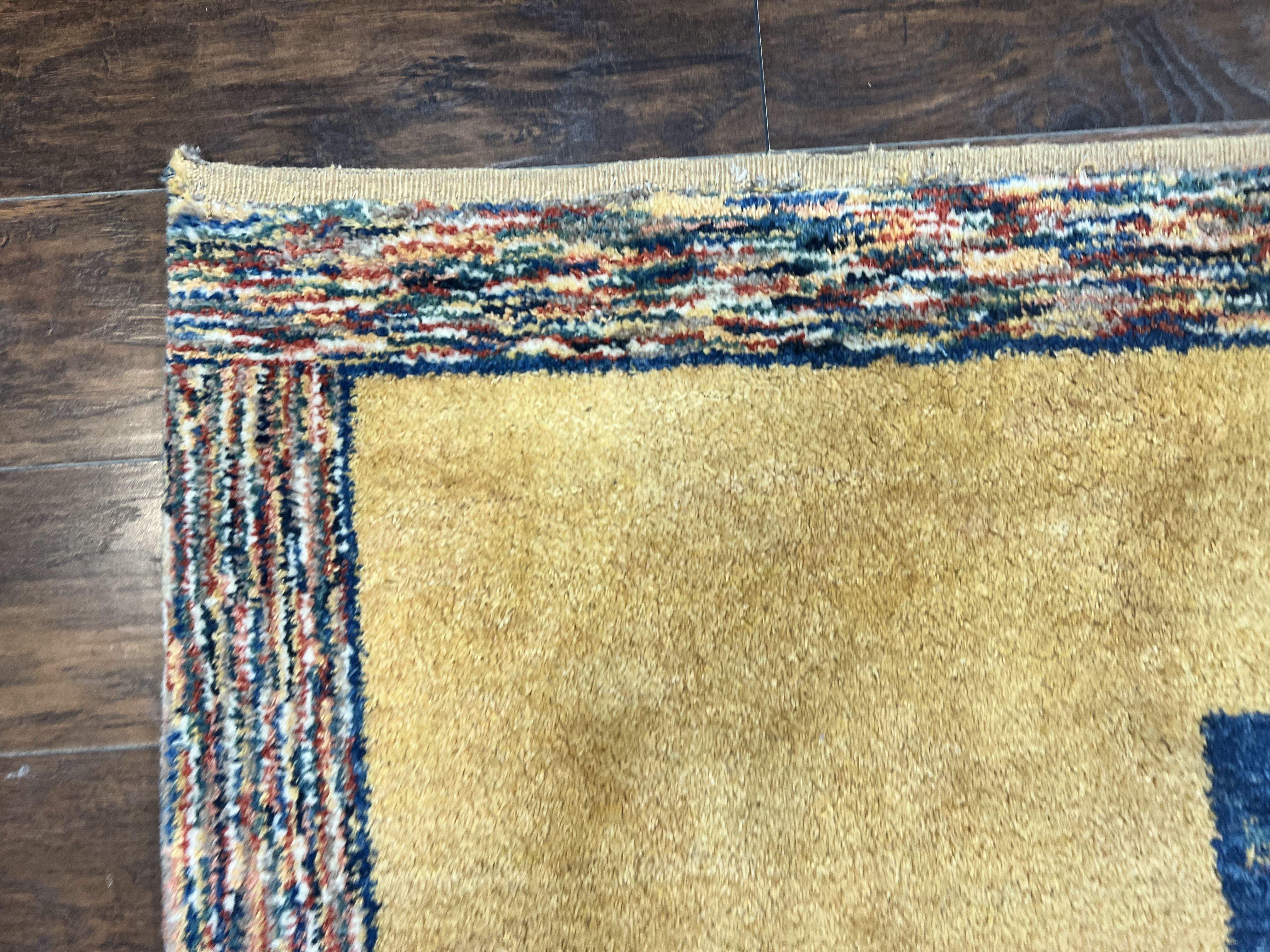 Indo Gabbeh Rug 3.7 x 5, Tribal Rug, Boho Rug, Wool Handmade Carpet - Jewel Rugs