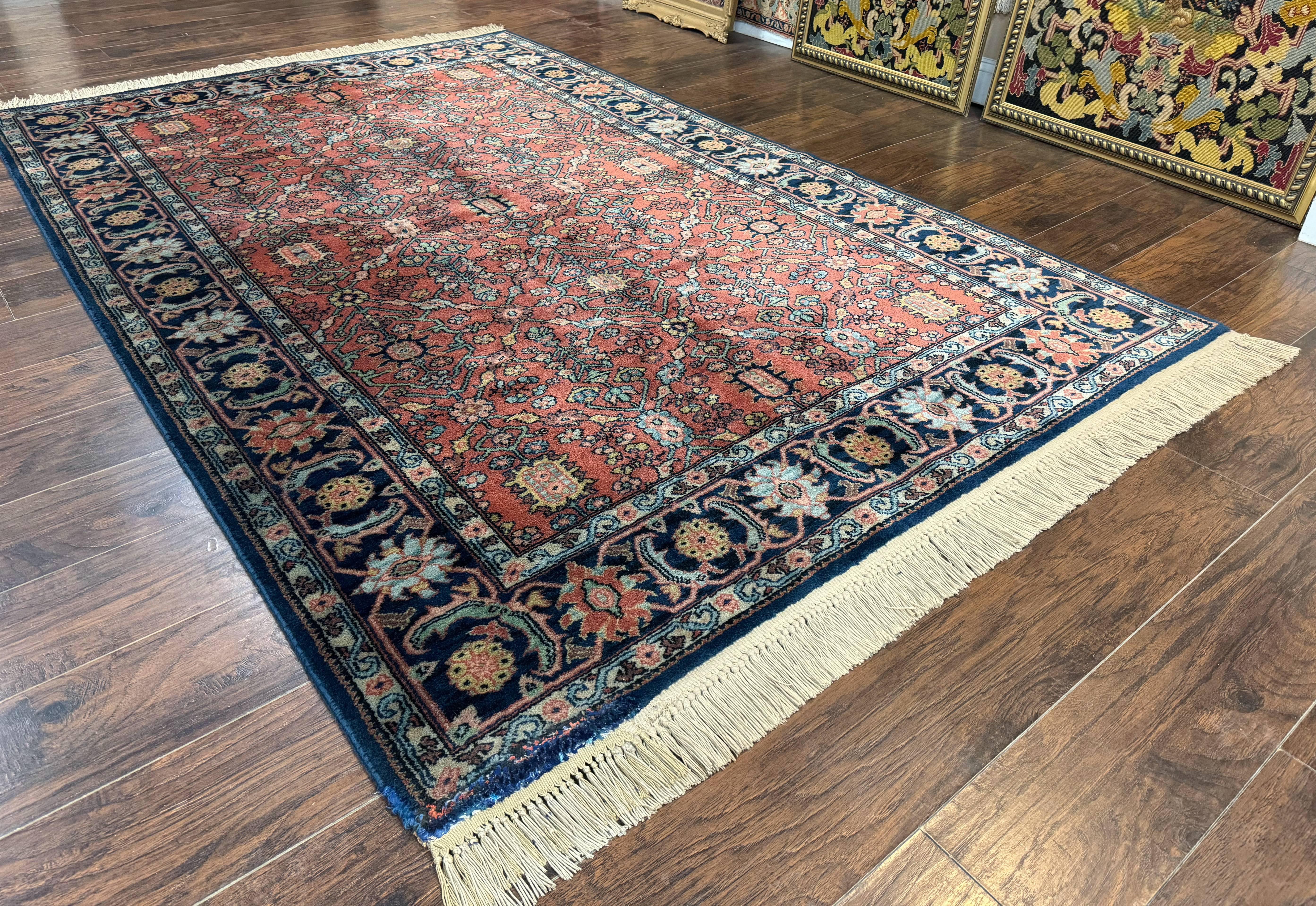 5.9 x 9 Karastan Serapi Rug #729, Wool Karastan Carpet, Original 700 Series, Red and Dark Blue, Discontinued, 6x9 Vintage Karastan, Rare - Jewel Rugs