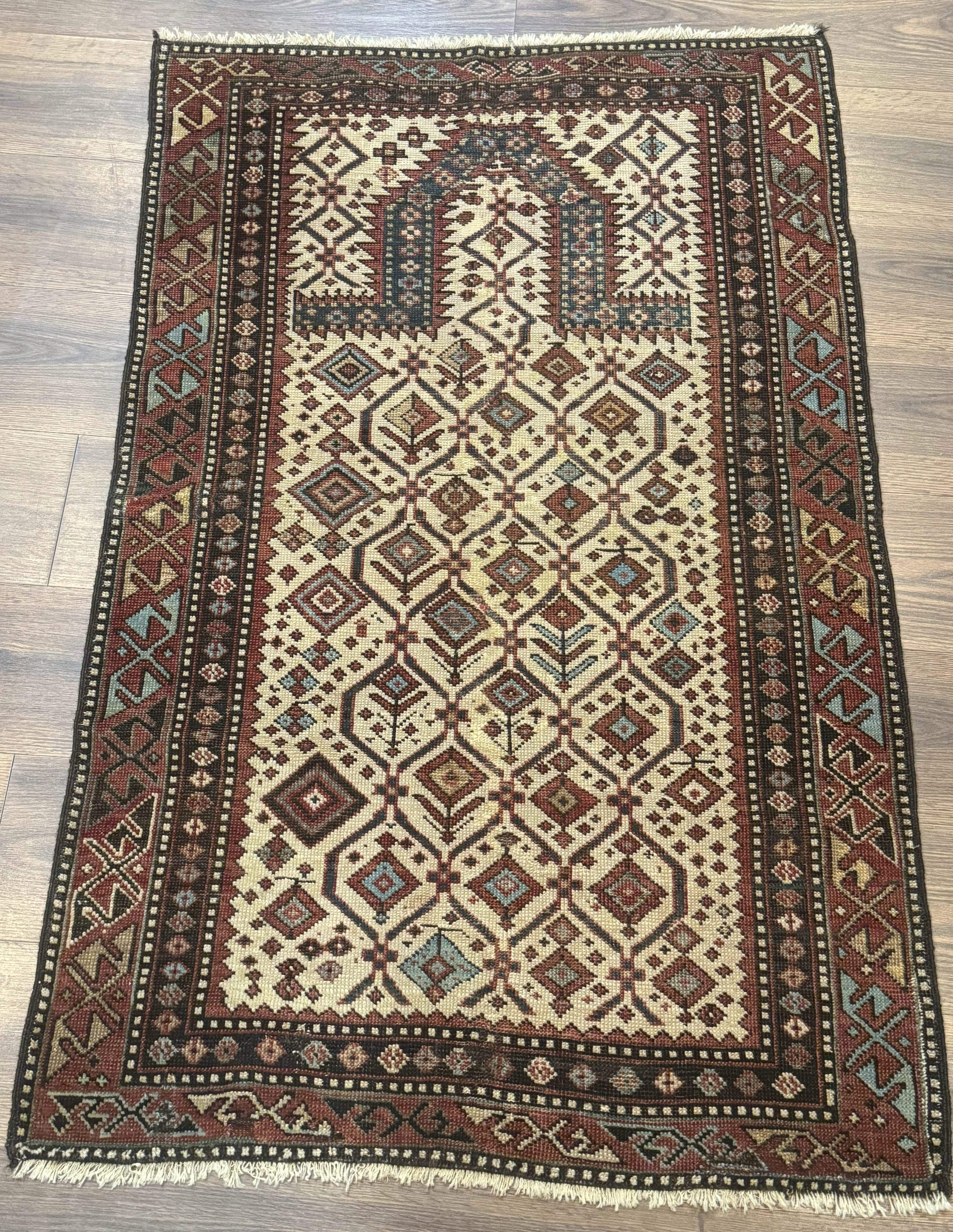 Antique Caucasian Shirvan Rug 3x5, Dagestan Prayer Rug, Collectible, Early 20th Century Rug - Jewel Rugs