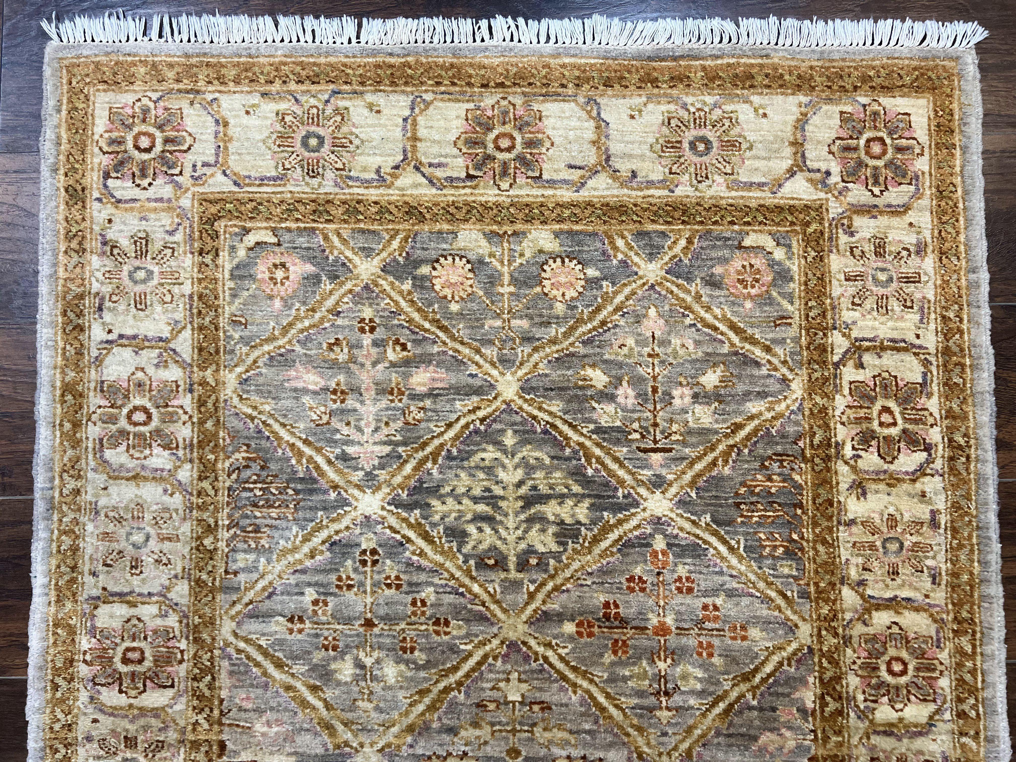 Pakistani Peshawar Rug 3.6 x 5, Safavieh Wool Handmade Hand Knotted Vintage Rug, Panel Design Oriental Carpet, Pair C - Jewel Rugs