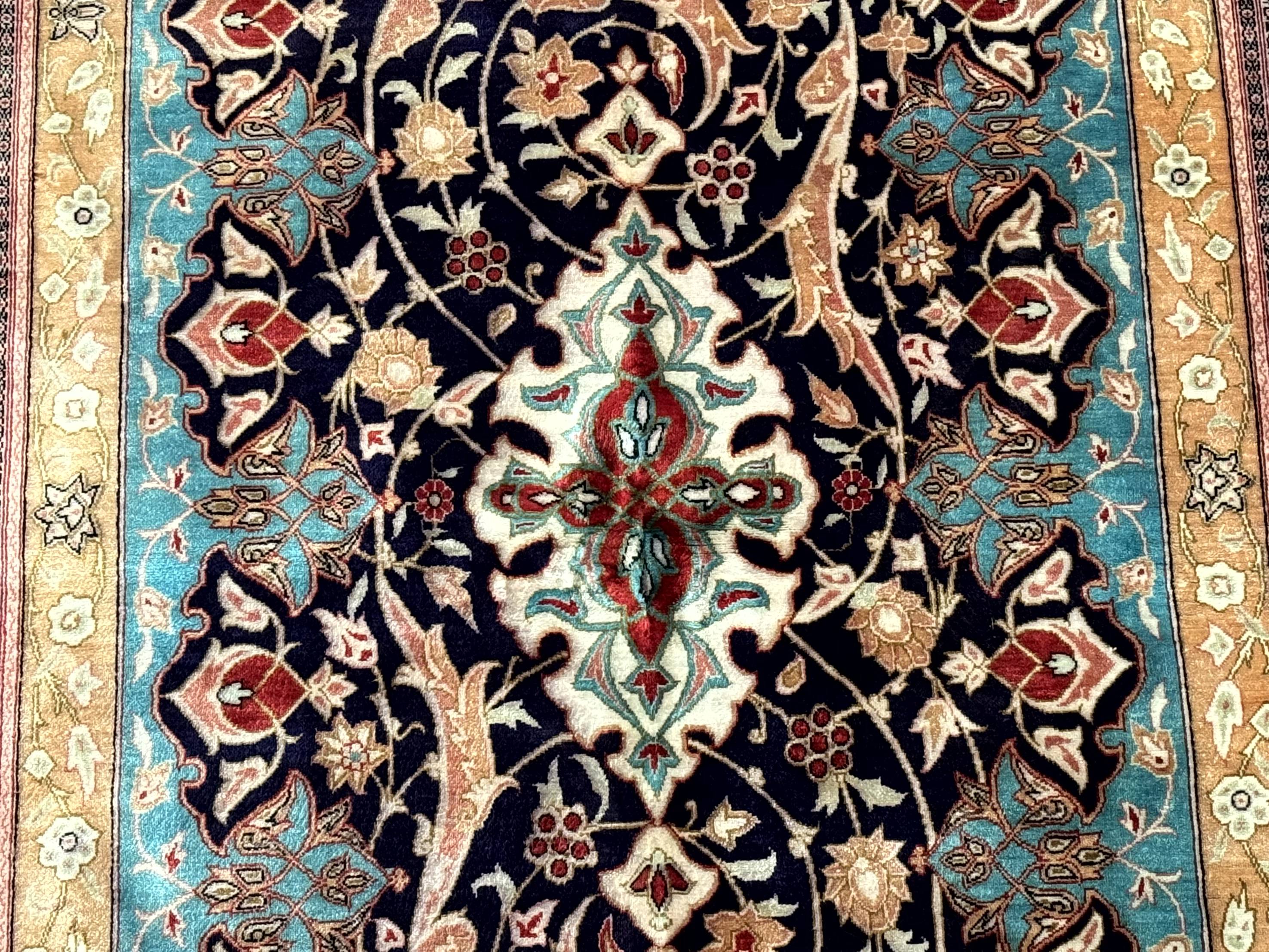 Magnificent Persian Qum Silk Rug 3x5, Exceptionally Fine 780 KPSI, Signed, Rare - Jewel Rugs