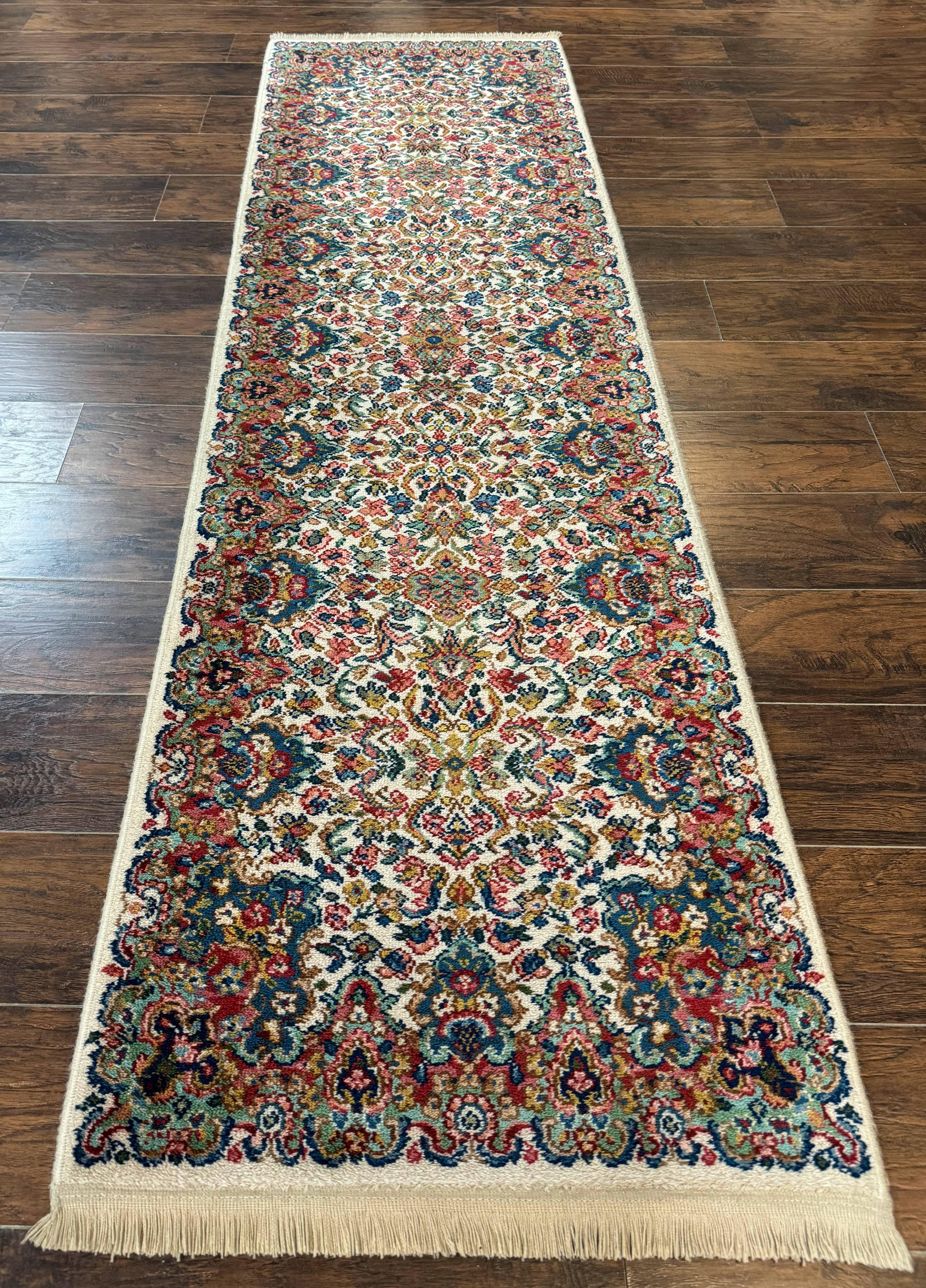 Karastan Runner Rug 2.6 x 8.6, Floral Kirman #742, Wool Vintage Original 700 Series, Rare - Jewel Rugs