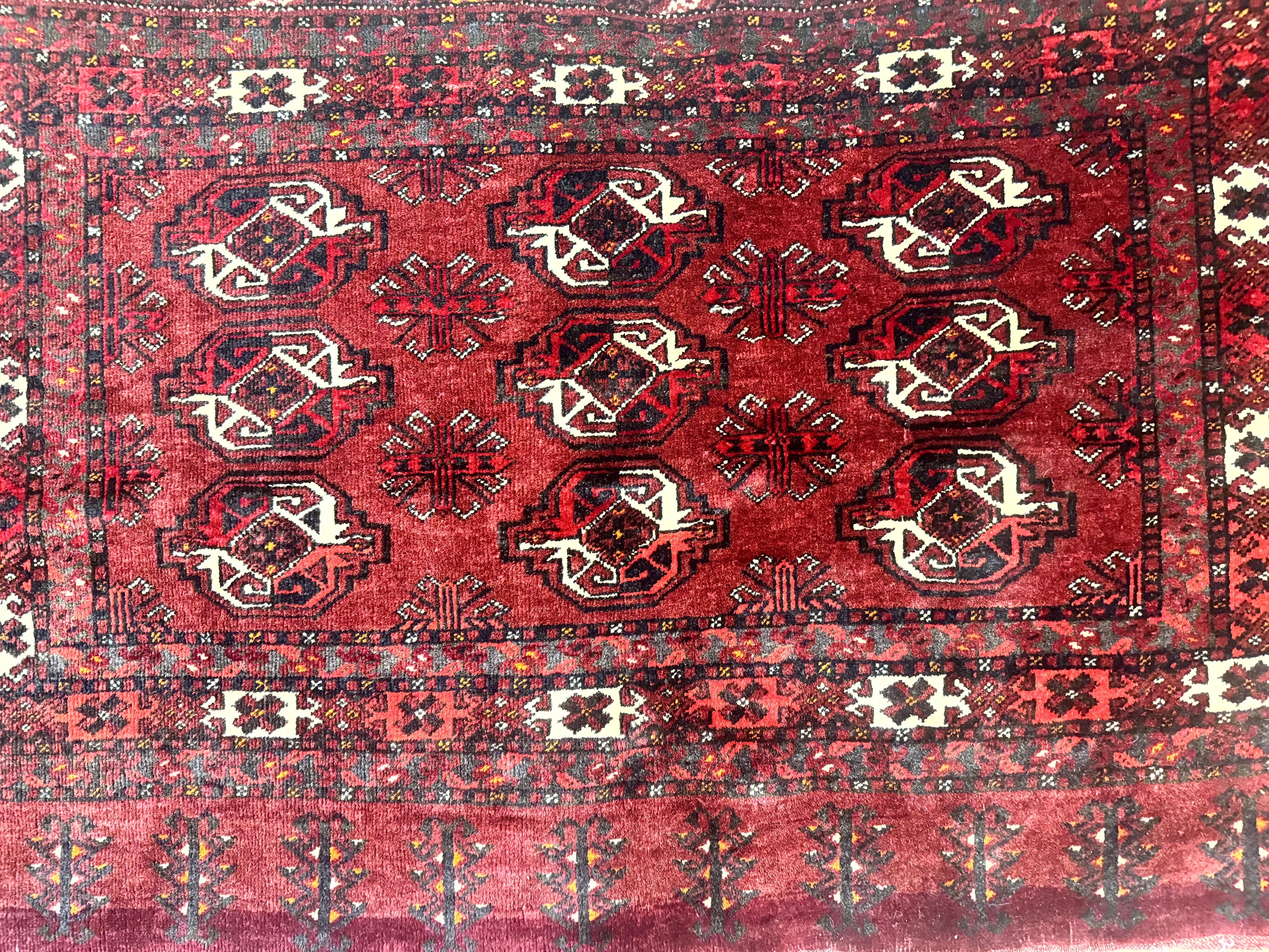 Antique Afghan Turkoman Mafrash Rug 3x5, Red, Hand Knotted, Wool, Tribal Collectible - Jewel Rugs
