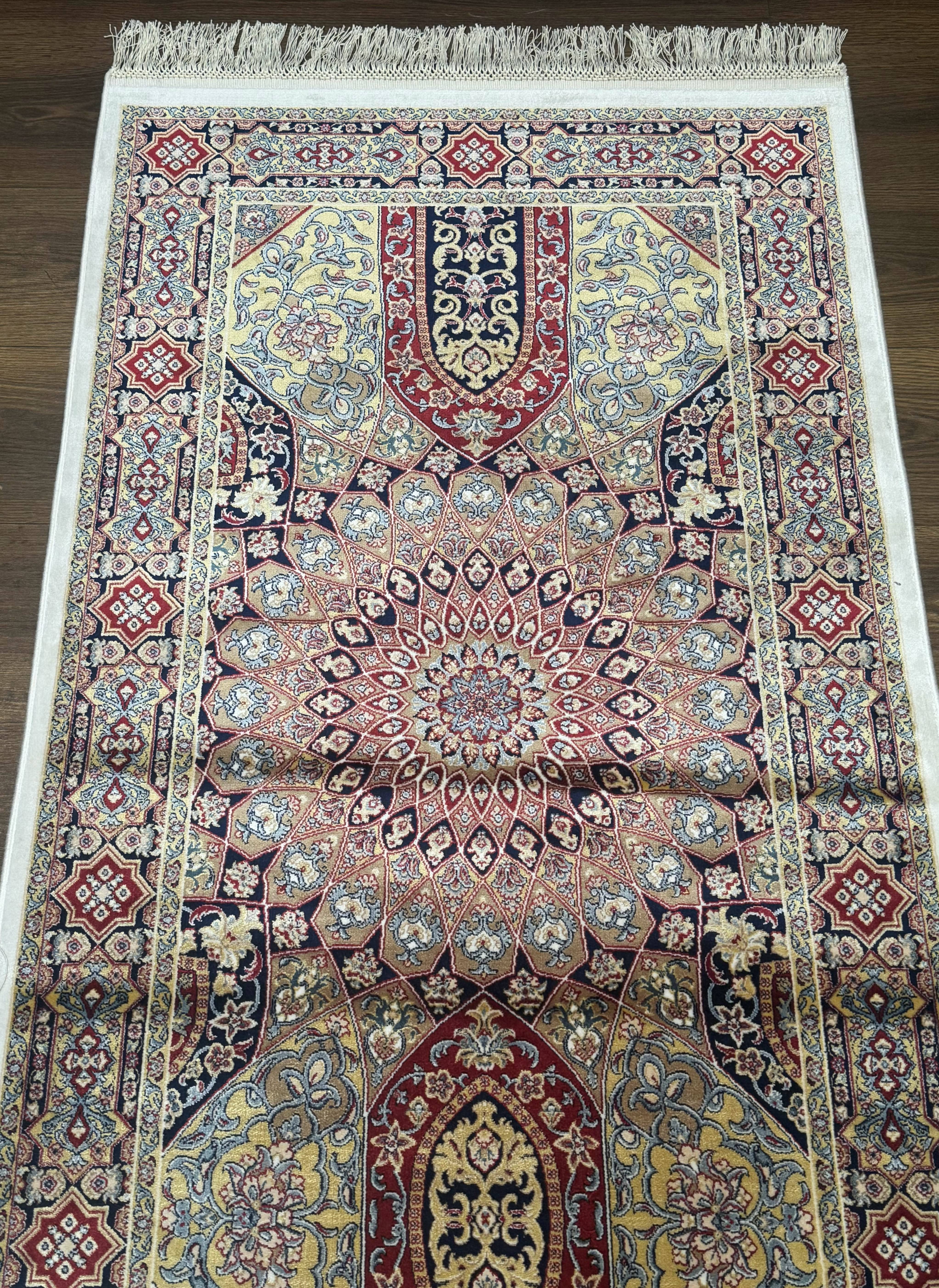 Turkish Silk Runner Rug 2.6 x 10, Dome Design, Hereke Runner, Bamboo Silk, New - Jewel Rugs