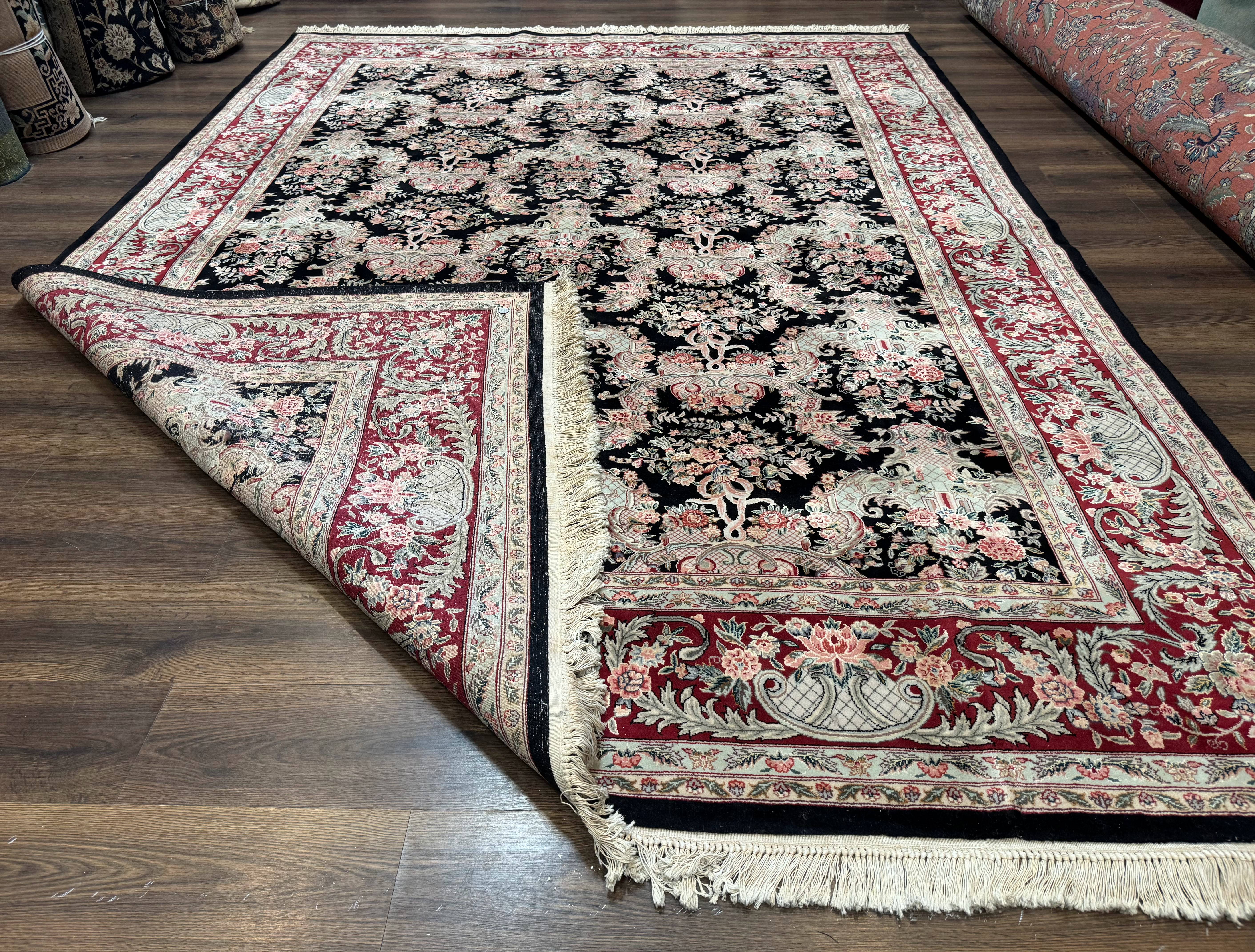 Sino Persian Rug 9x12, Black, Floral Bouquets - Jewel Rugs