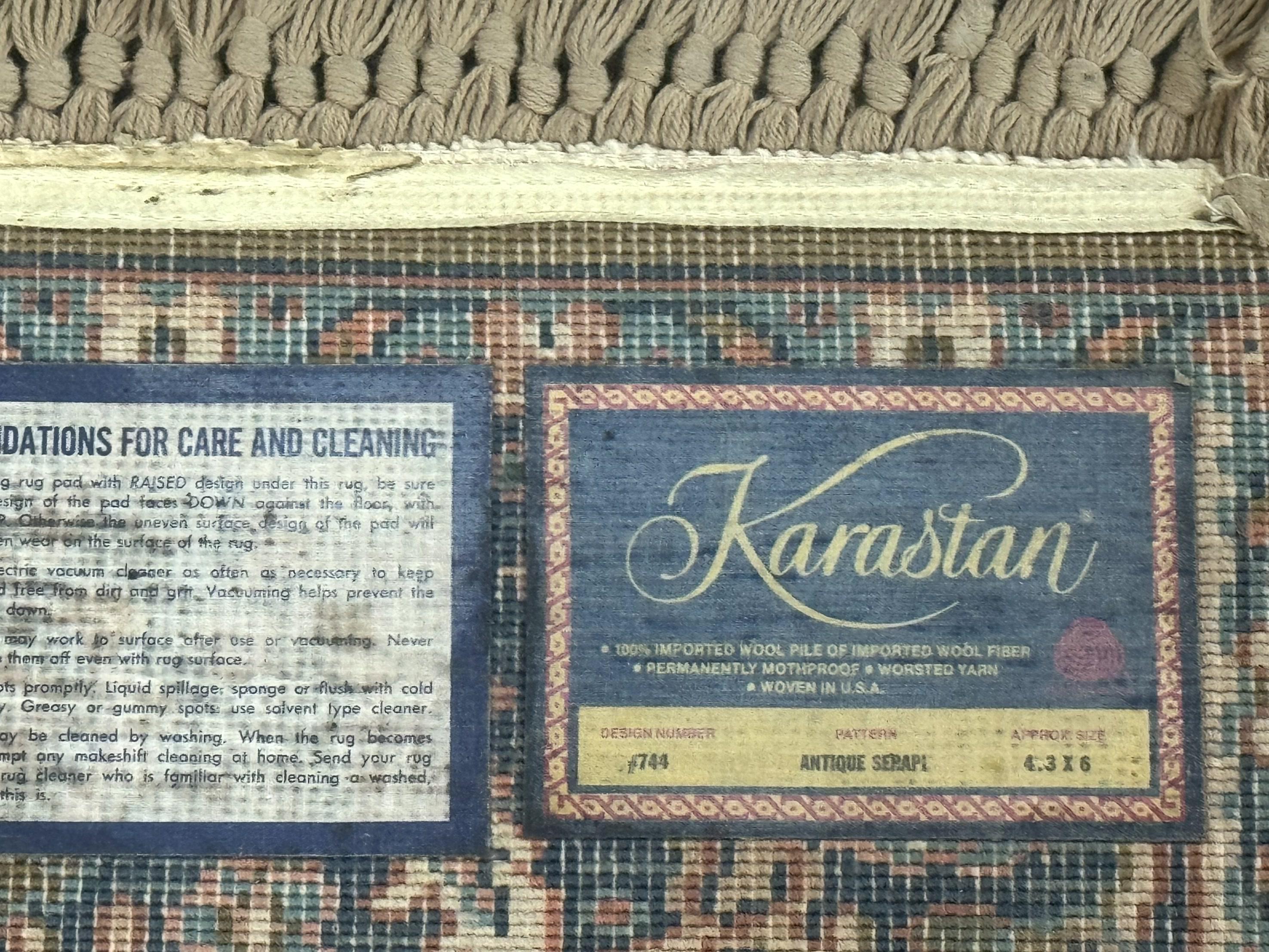 Karastan Rug 4x6, Vintage Karastan #744 Antique Serapi Pattern, Wool Pile, Original 700 Series Karastan Carpet - Jewel Rugs