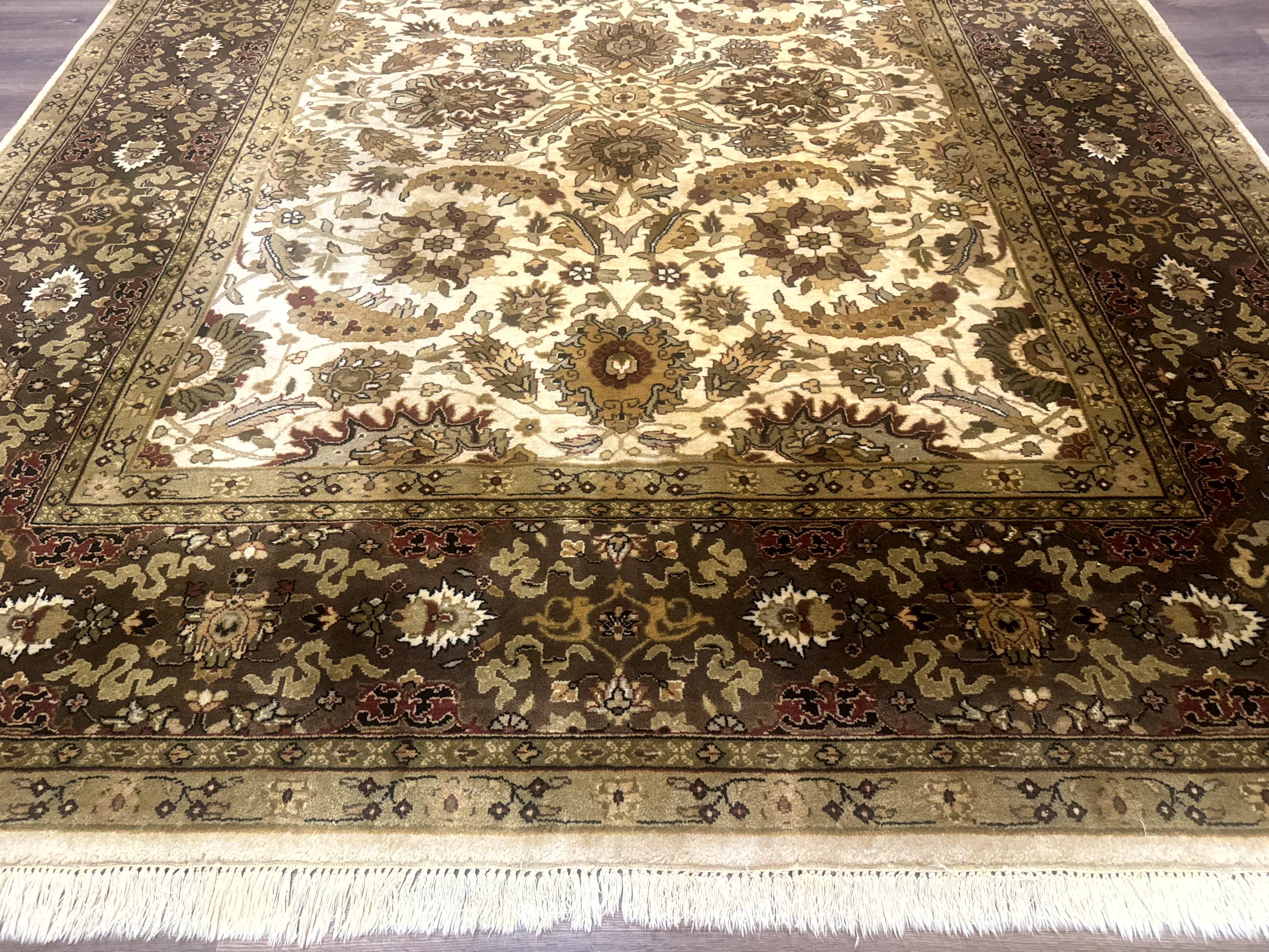 Indo Persian Mahal Rug 8x10, Floral Traditional Wool Oriental Carpet - Jewel Rugs