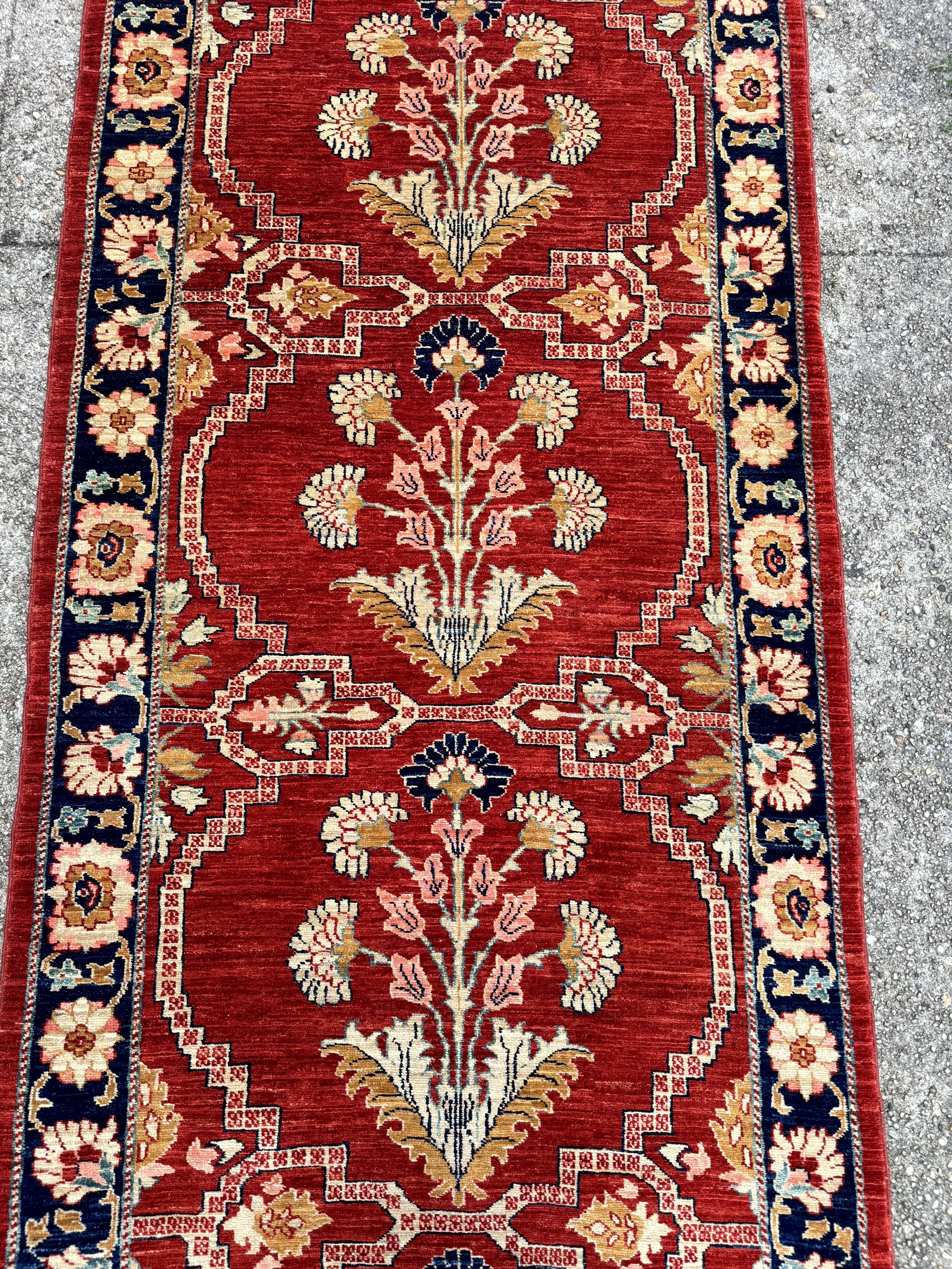 Rare Extra Long Runner Rug 3.9 x 50 ft, Handmade, Wool, Egyptian, Red, Floral, Custom Size - Jewel Rugs