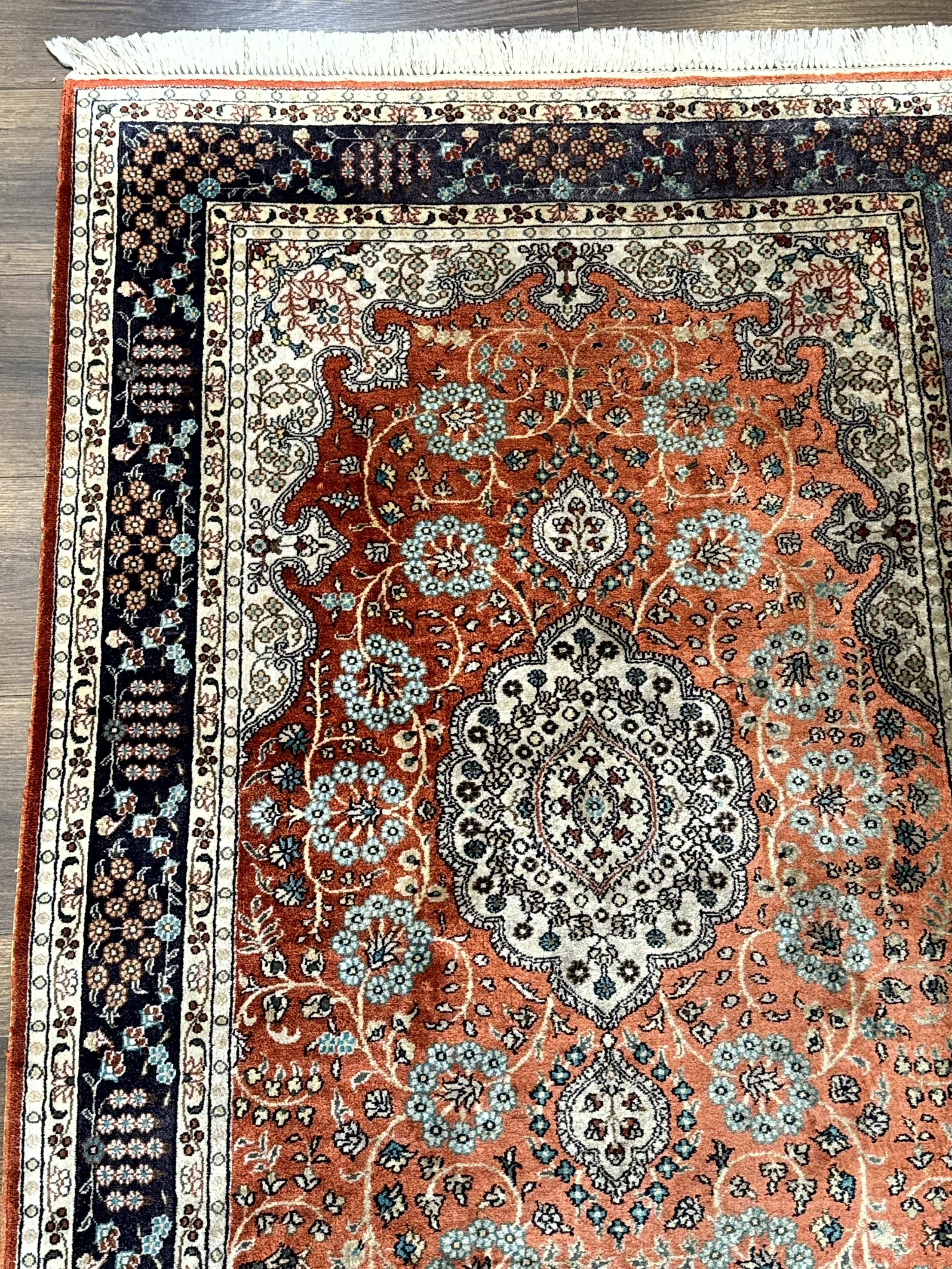 Turkish Silk Runner Rug 3x8, Short Runner Rug, Red, Floral Medallions, Very Fine 360 KPSI, 3 x 8 Runner - Jewel Rugs