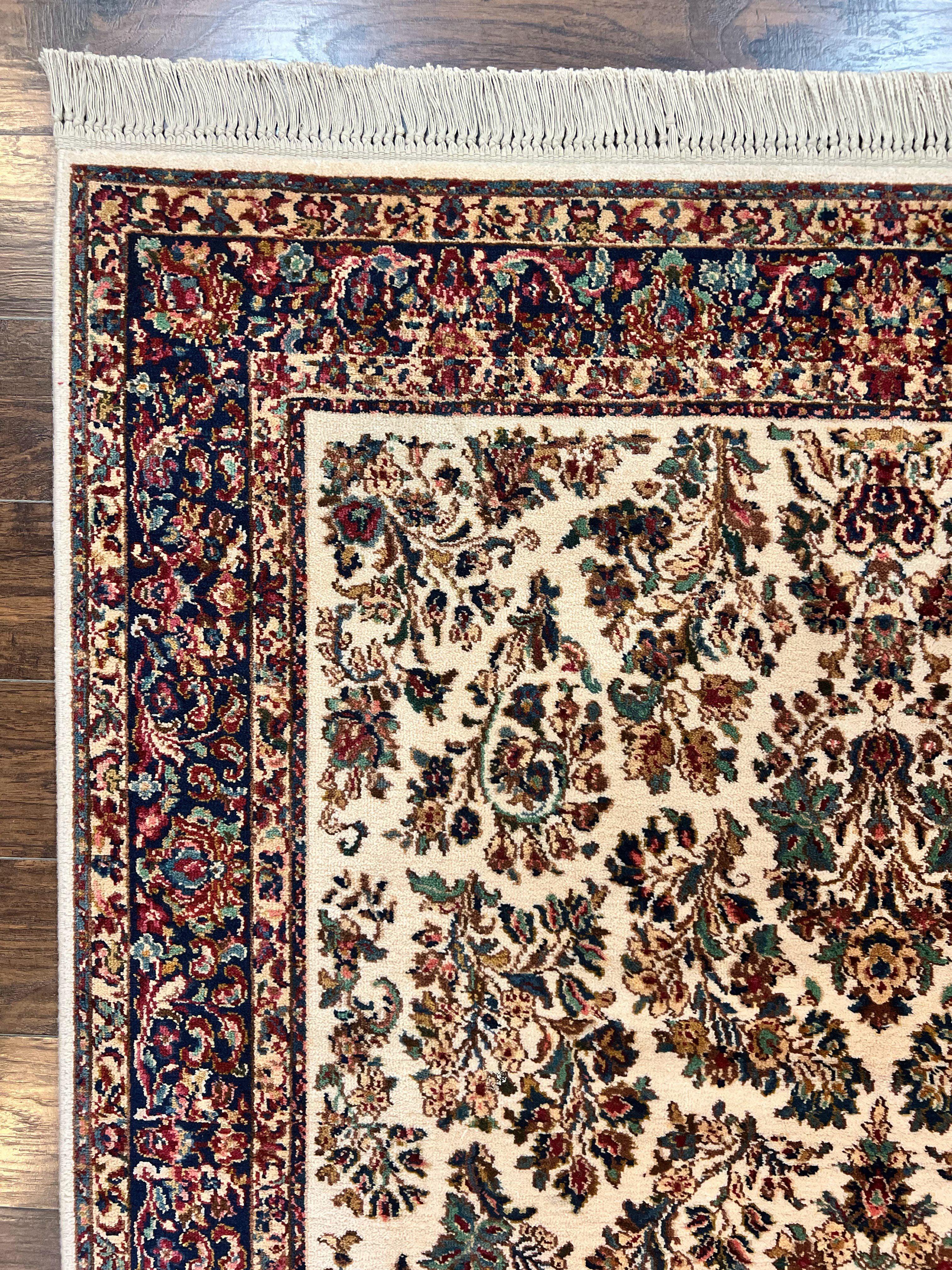 Karastan Rug 5.9 x 9, Ivory Sarouk #760, Wool Vintage Original Collection 700 Series - Jewel Rugs