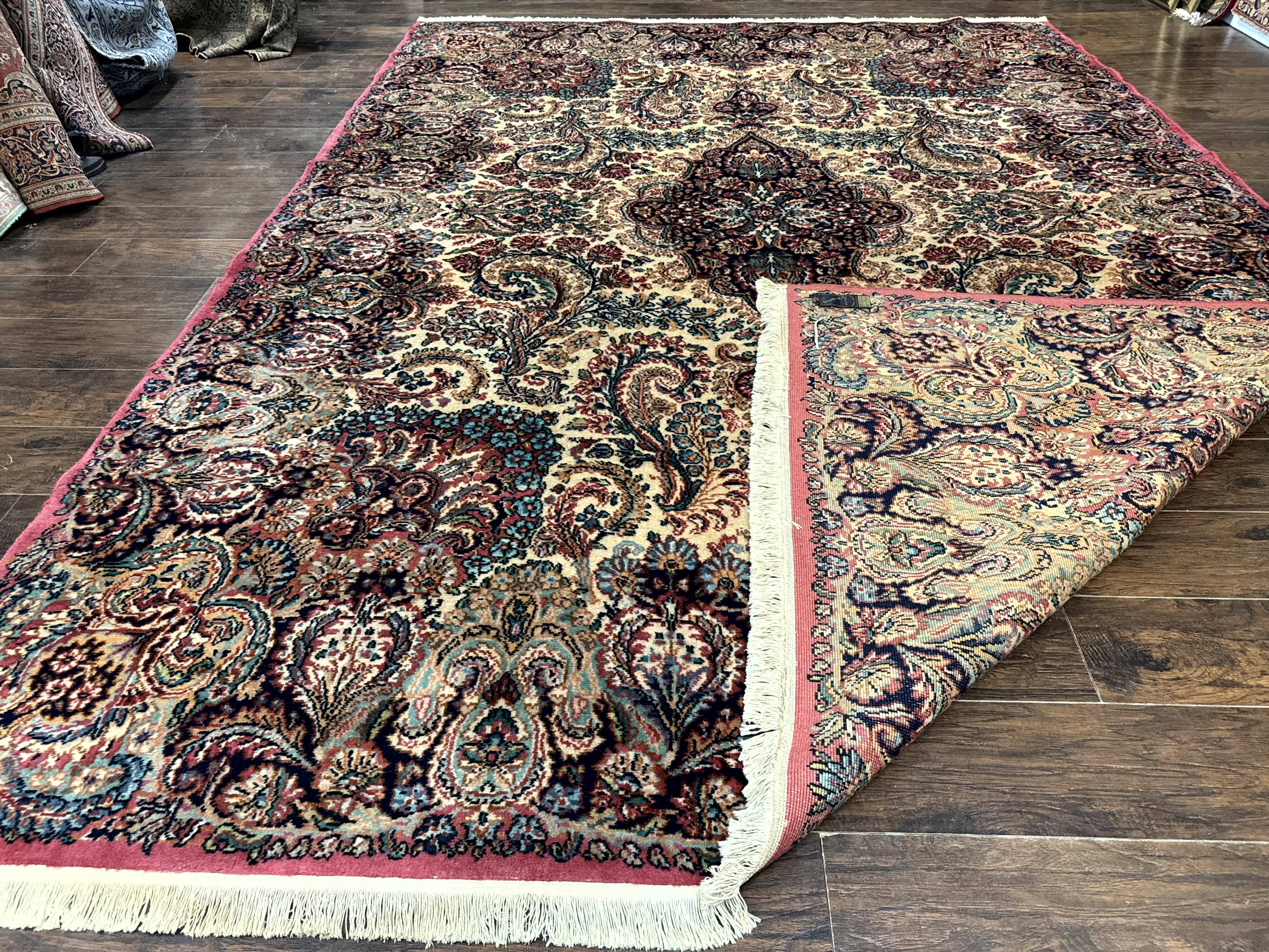 Antique Karastan Kirman Rug 8.8 x 12, Imperial Karastan #1427, Ivory Kirman - Jewel Rugs