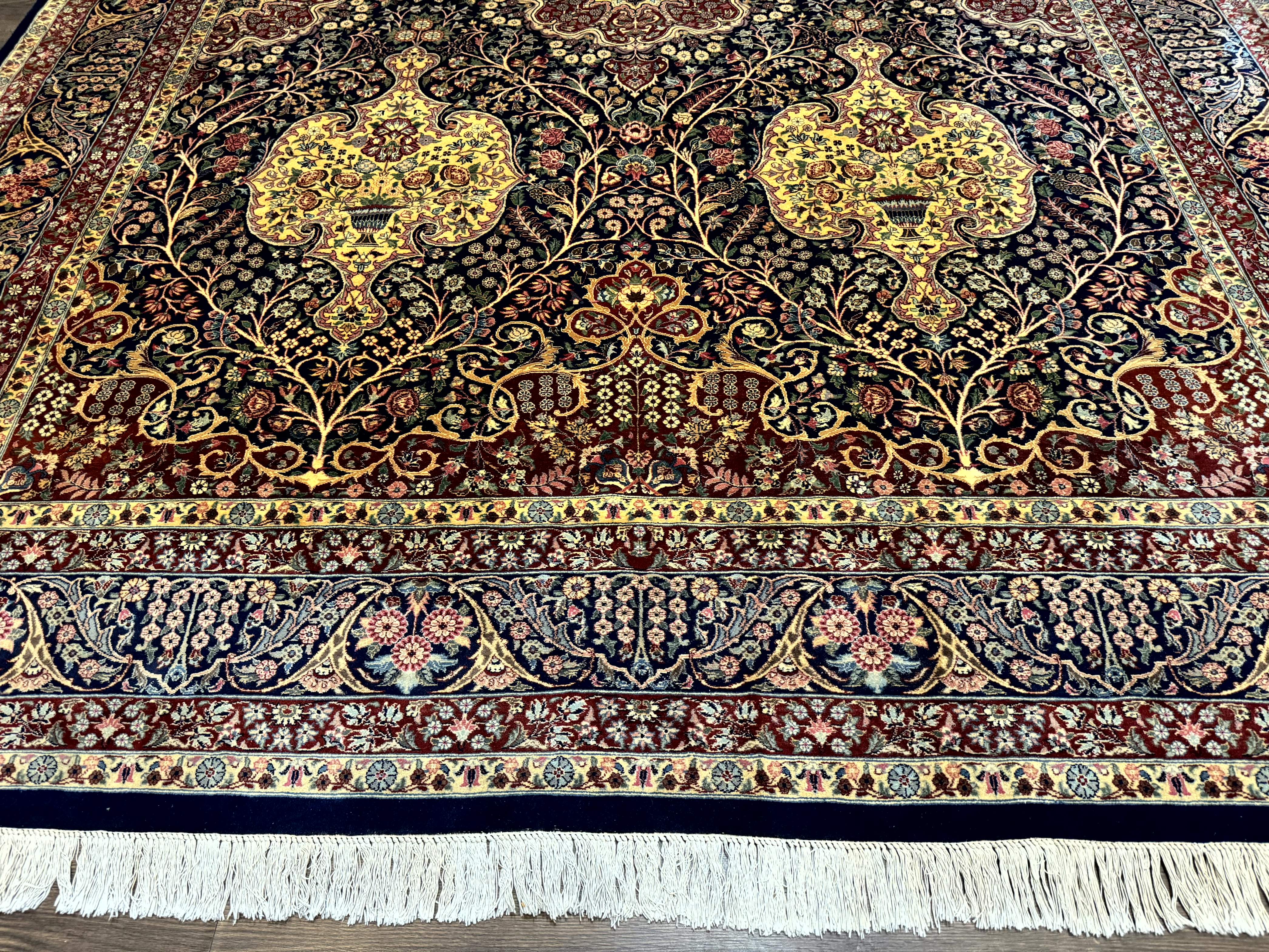 Pak Persian Rug 9x12, Very Fine 270 KPSI, Navy Blue & Dark Red - Jewel Rugs