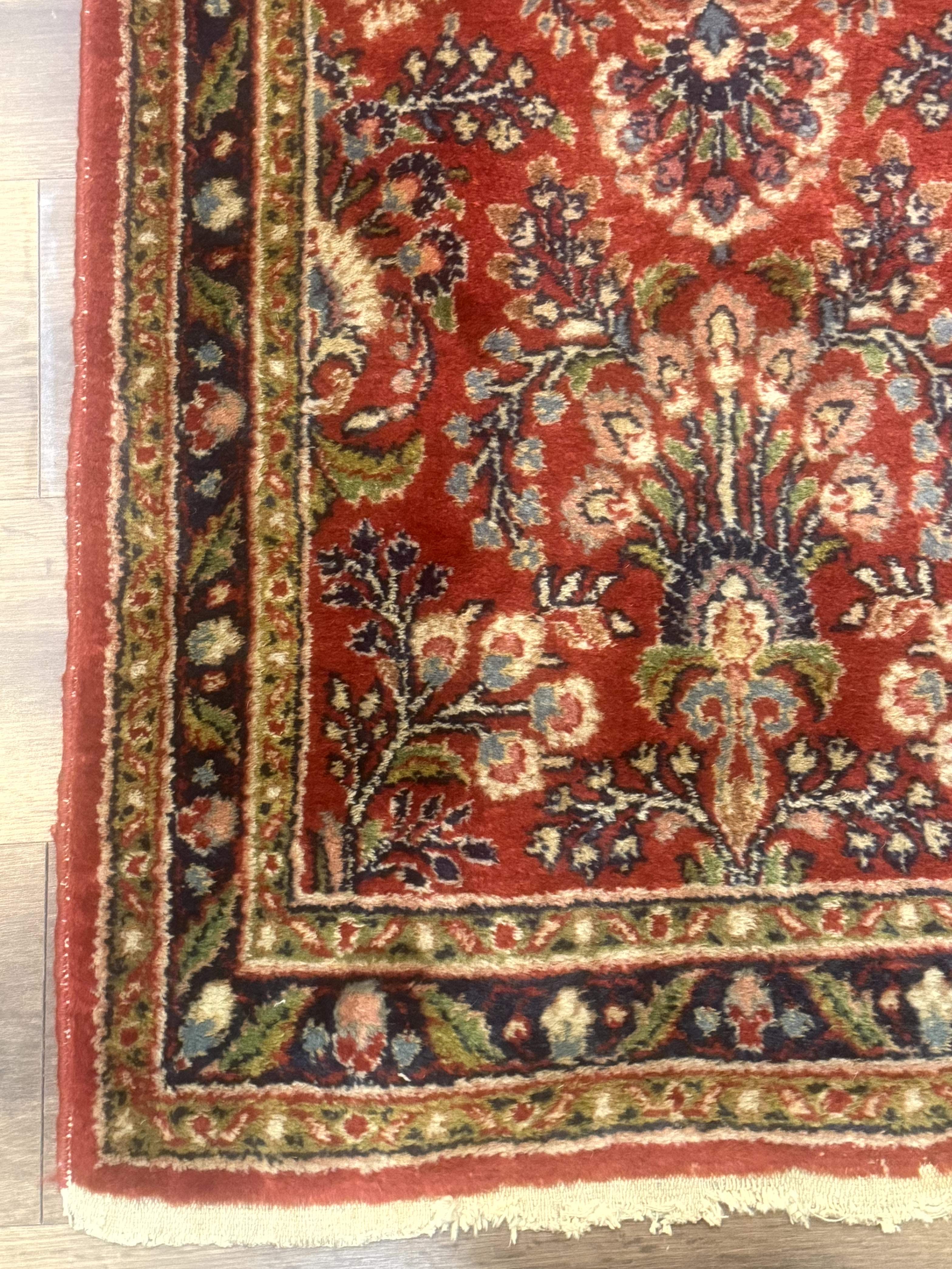 Persian Sarouk Rug 2x5 – Small Red Hand-Knotted Wool Carpet - Jewel Rugs