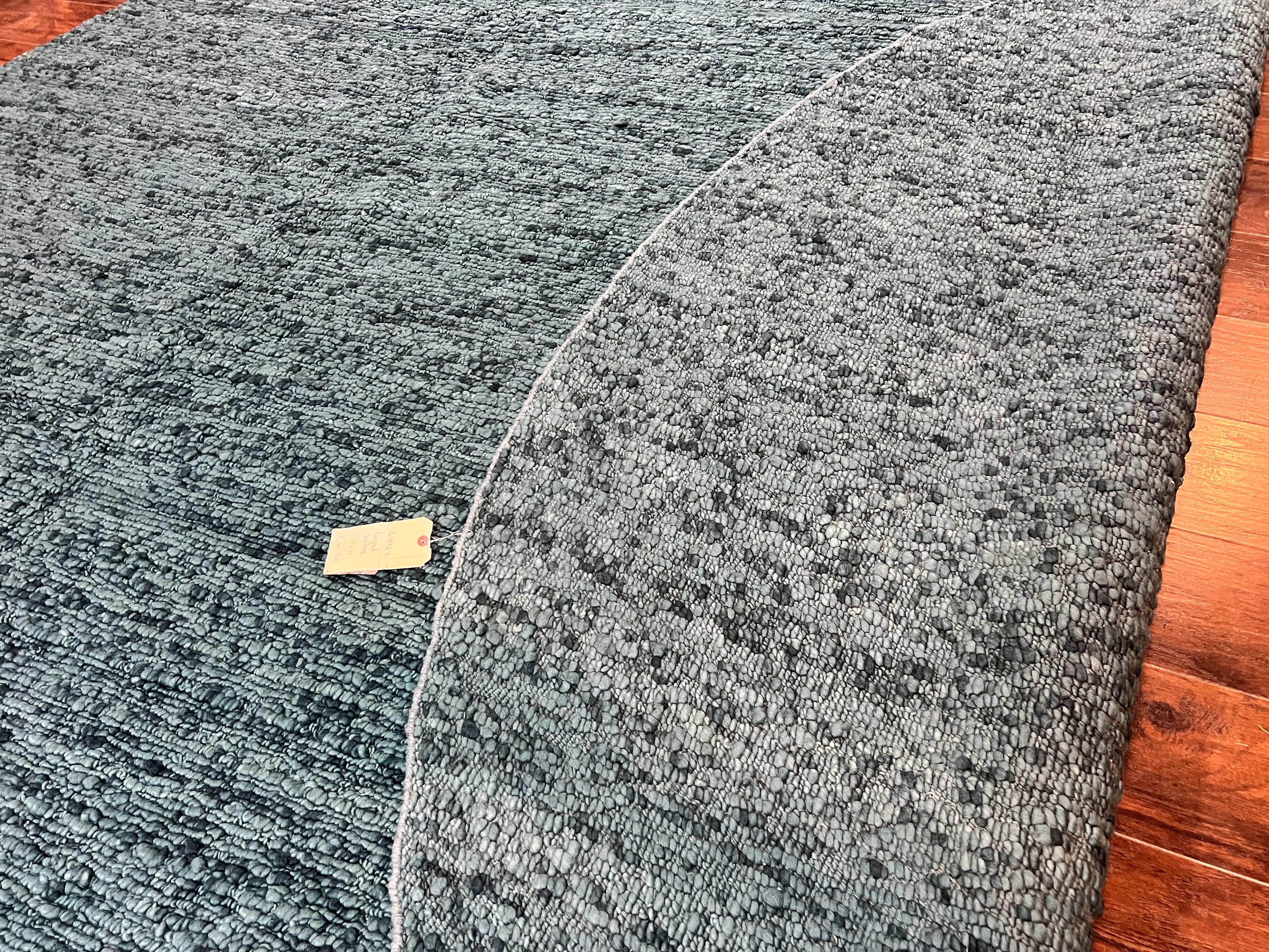 Large Round Indian Rug 11x11, Teal, Vintage Handmade Wool Carpet - Jewel Rugs