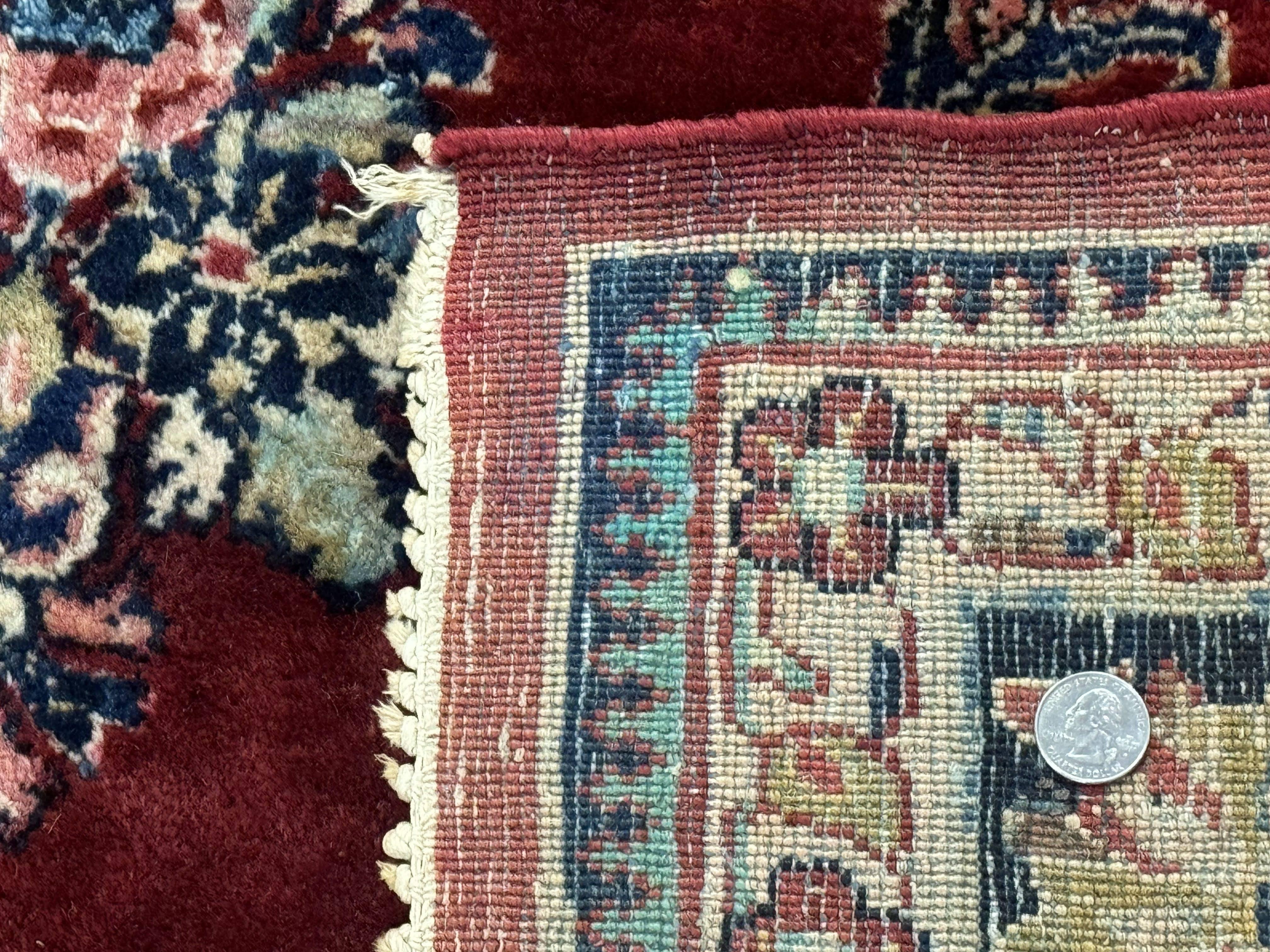 Antique Persian Sarouk Rug 6x9, Red Navy Blue, Handmade, Wool - Jewel Rugs