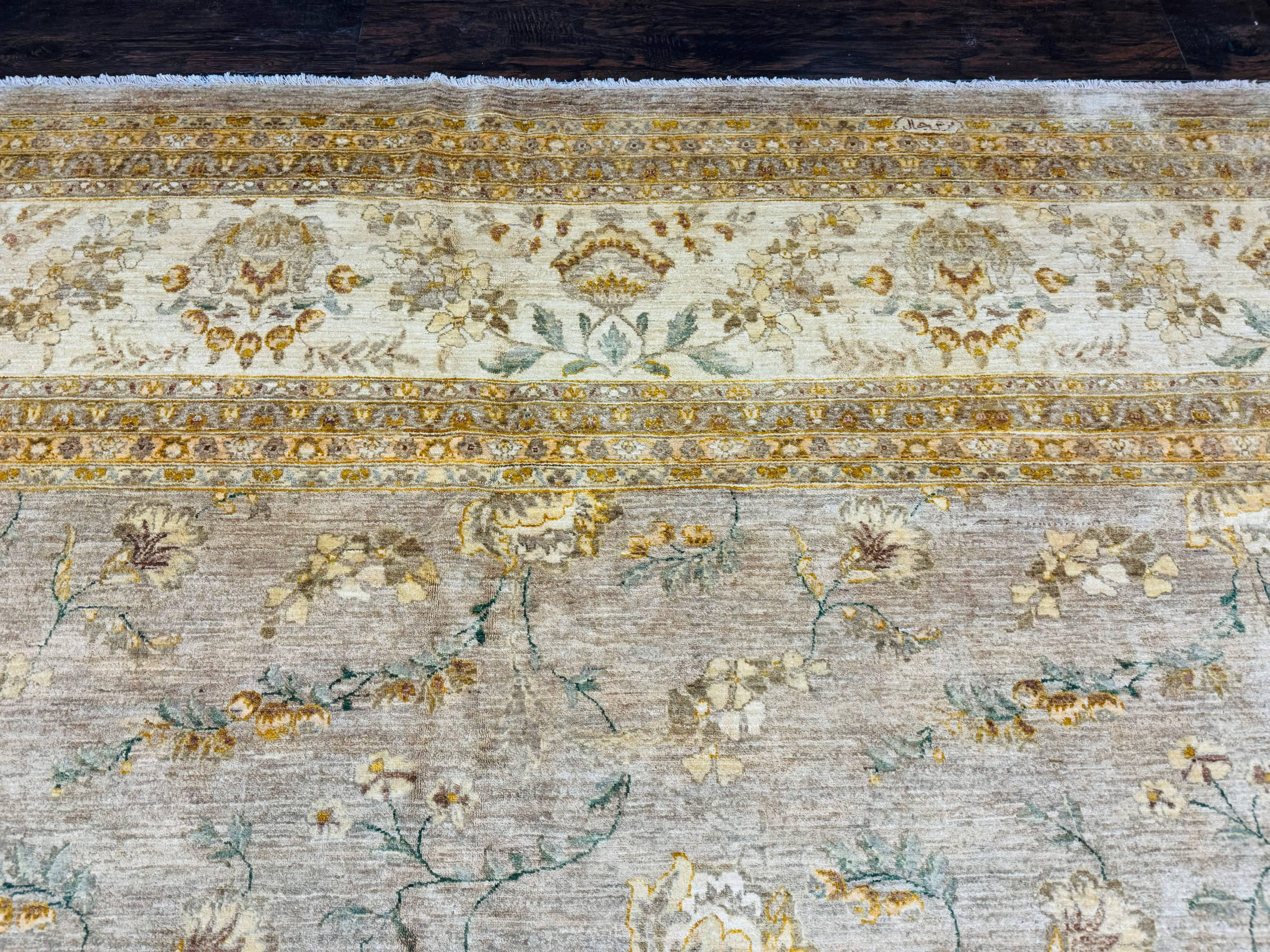 Palace Sized Rug 11x18, Handmade Wool Oversized Persian Carpet 11 x 18 ft, Gray-Taupe, Beige-Cream, Floral, Large Hand Knotted Area Rug - Jewel Rugs