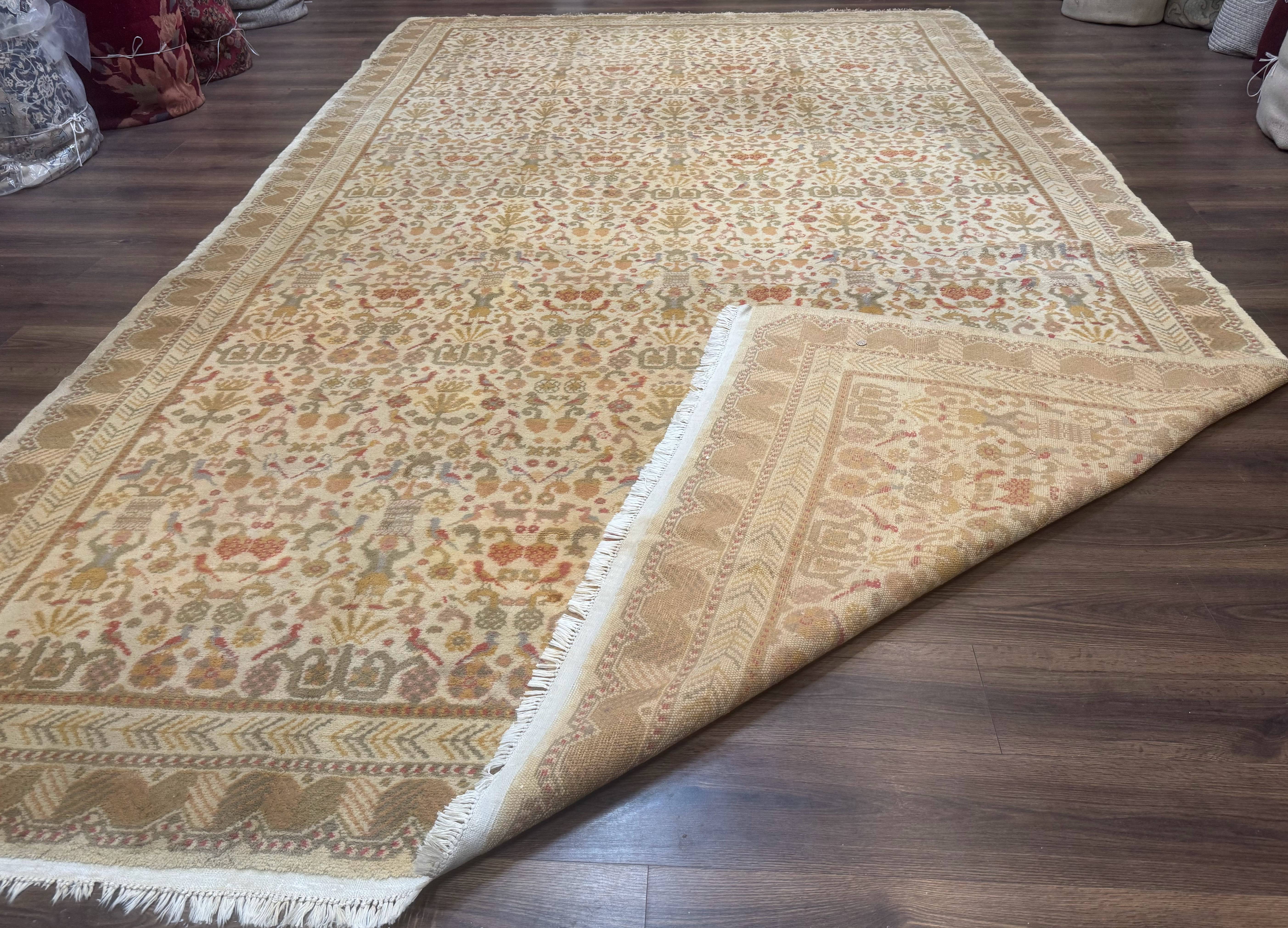 Large Spanish Portuguese Rug 9x15, Beige, Vintage, Allover Pattern, Wool - Jewel Rugs