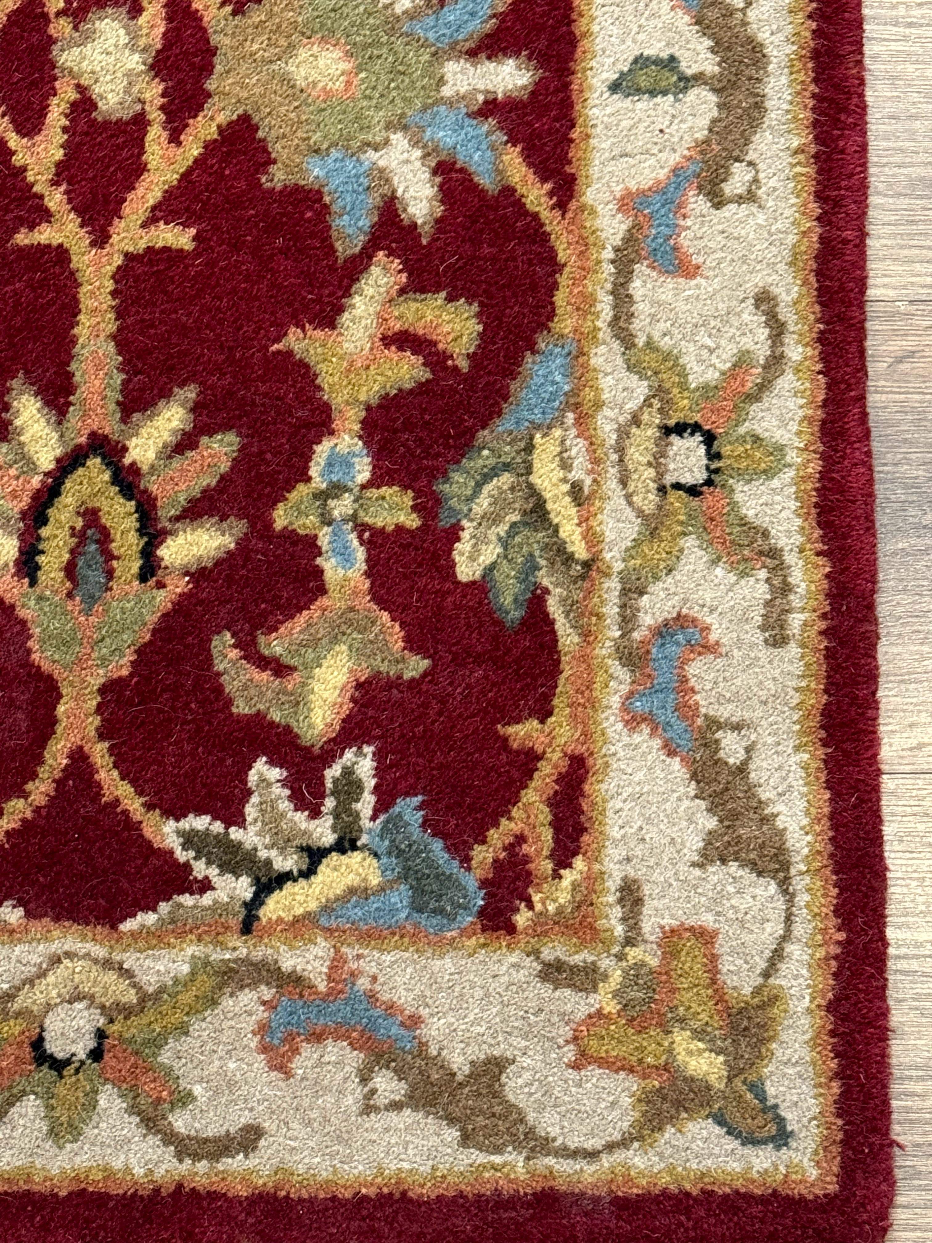 Small Floral Wool Rug 2x3, Safavieh Heritage Collection, Dark Red & Cream - Jewel Rugs