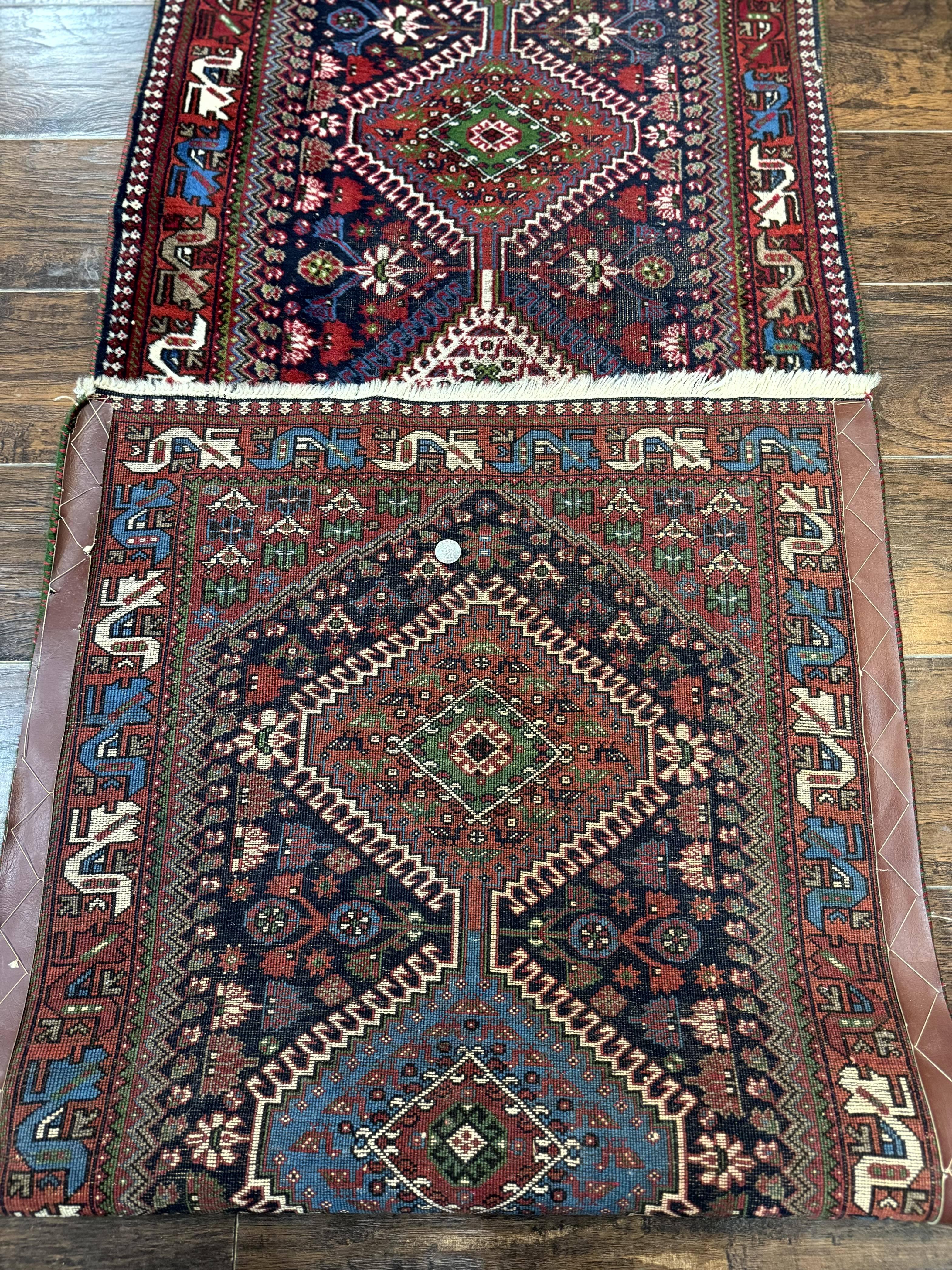 Persian Tribal Runner Rug 2.6 x 20 ft, Antique Persian Shiraz Carpet for Hallway, Colorful Navy Blue - Jewel Rugs