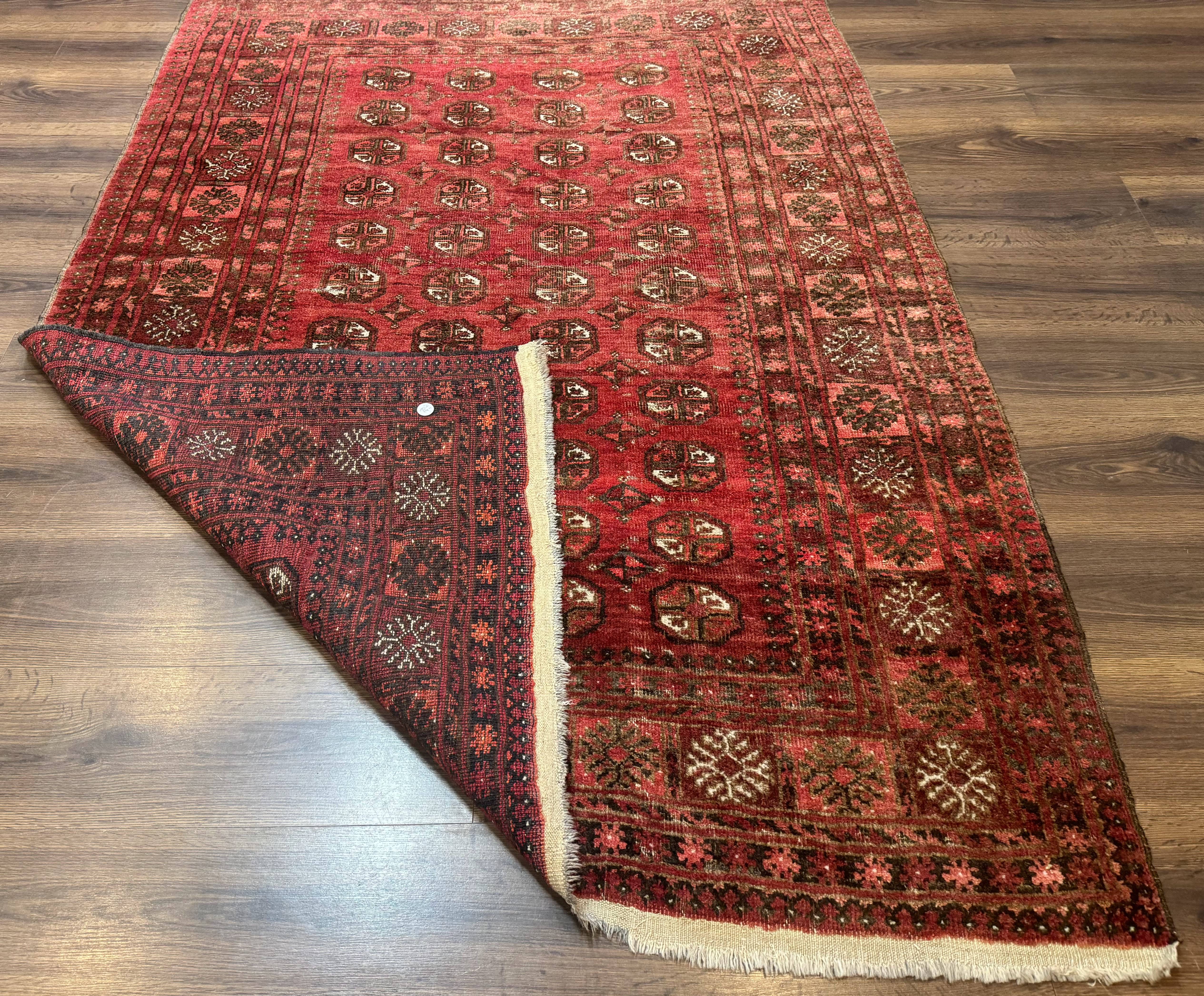 Antique Persian Turkoman Rug 5x6, Red - Jewel Rugs