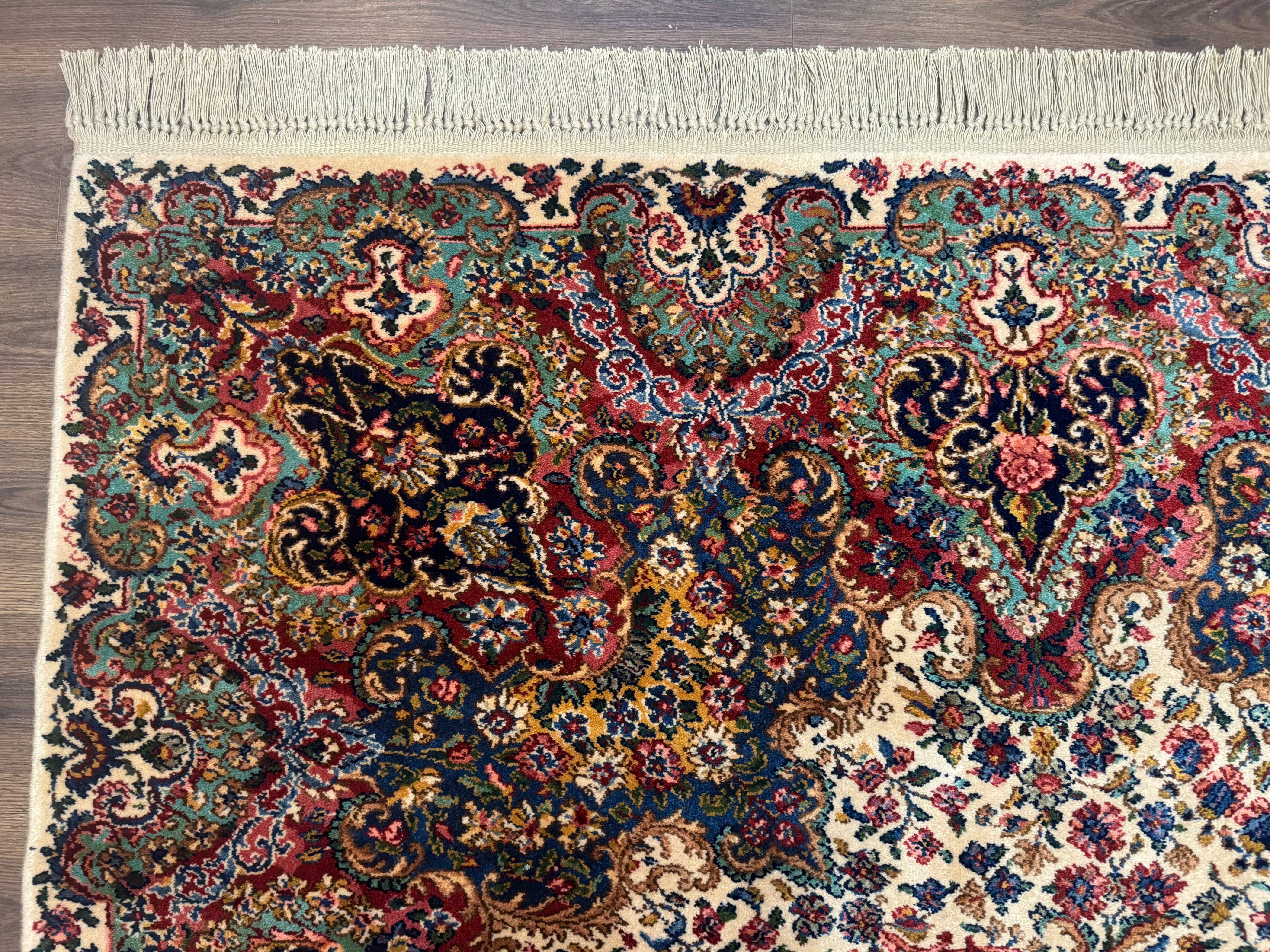 Karastan Ivory Kirman Rug #742, Wool Karastan Carpet 8.8 x 12, Vintage - Jewel Rugs