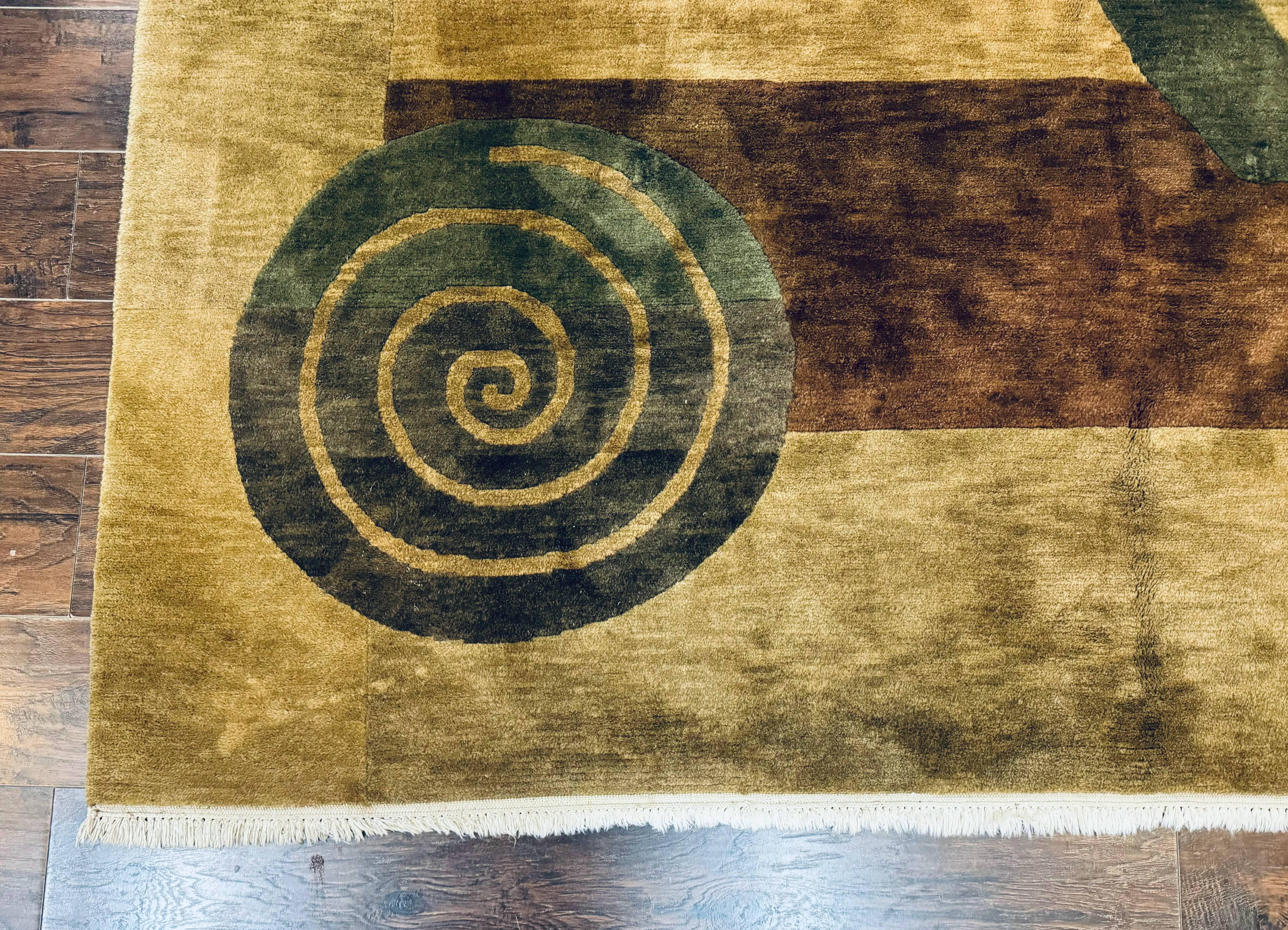 Tibetan Rug 8x10, Modern Nepali Carpet, Abstract Wool Area Rug, Contemporary - Jewel Rugs