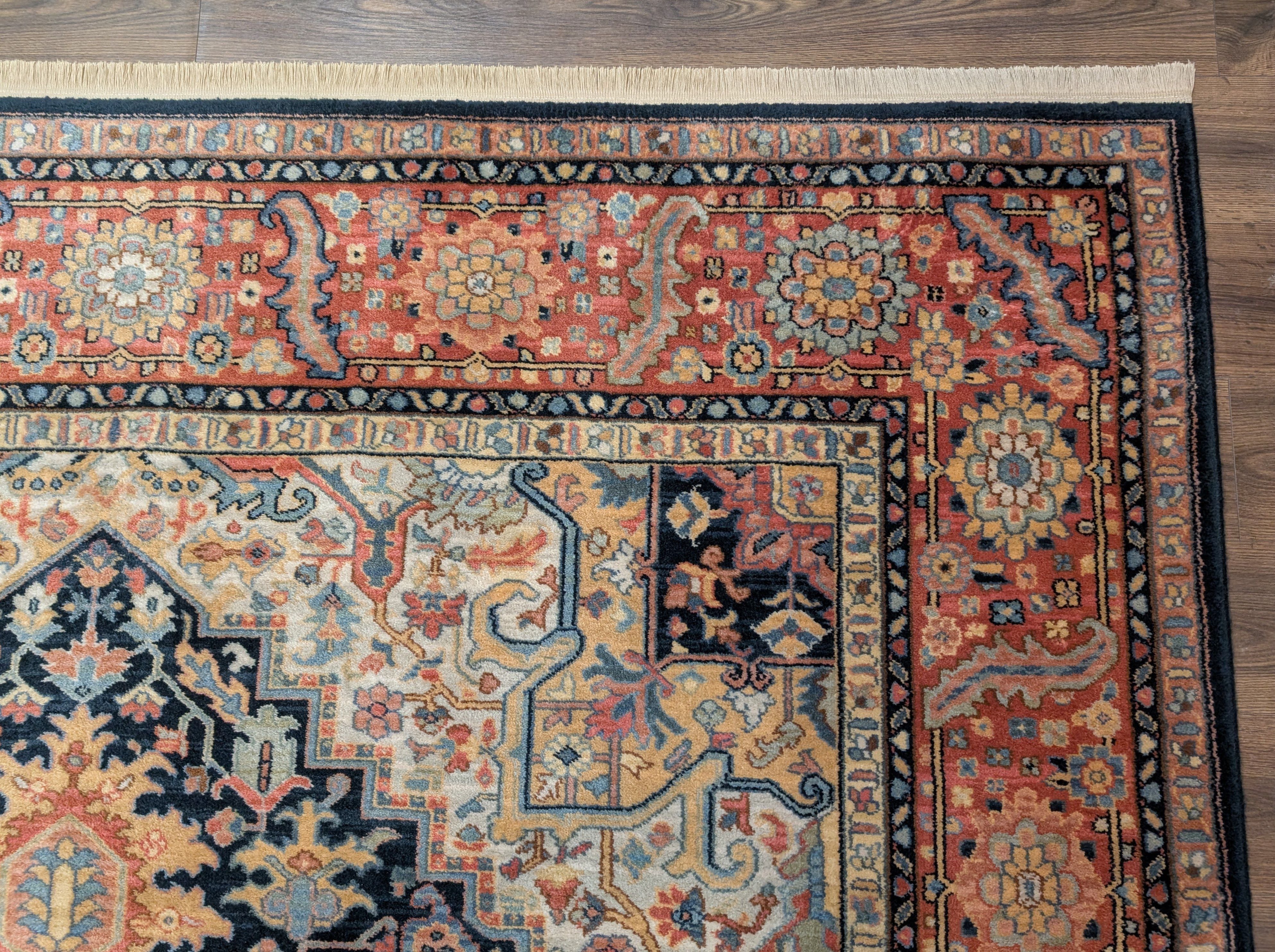 Karastan Rug 8.8 x 12 Navy Heriz #701, Vintage Wool Karastan Carpet - Jewel Rugs