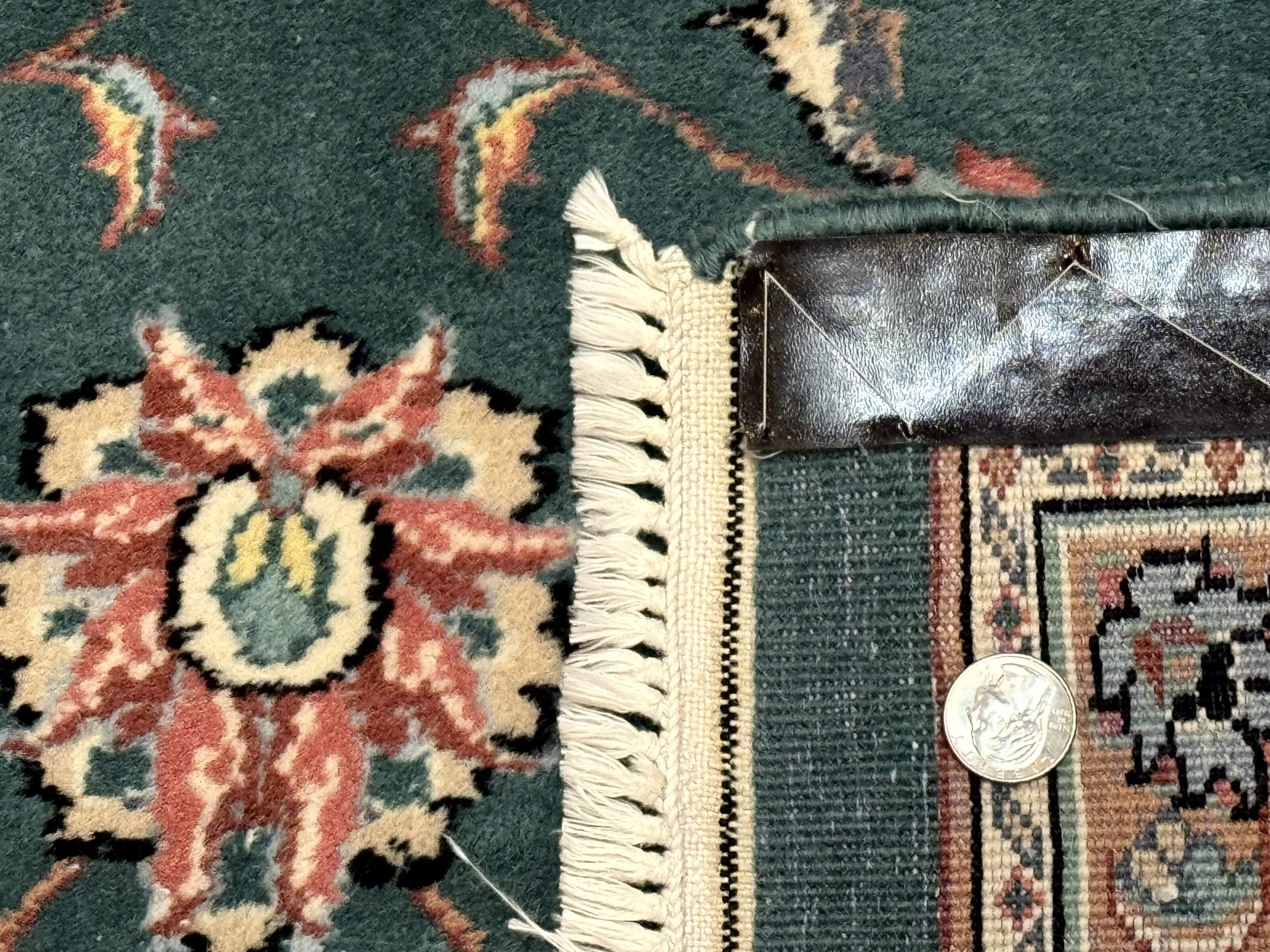 Indo Persian Rug 8x10, Green and Beige Oriental Carpet, Traditional Wool Area Rug, Floral Allover Pattern - Jewel Rugs