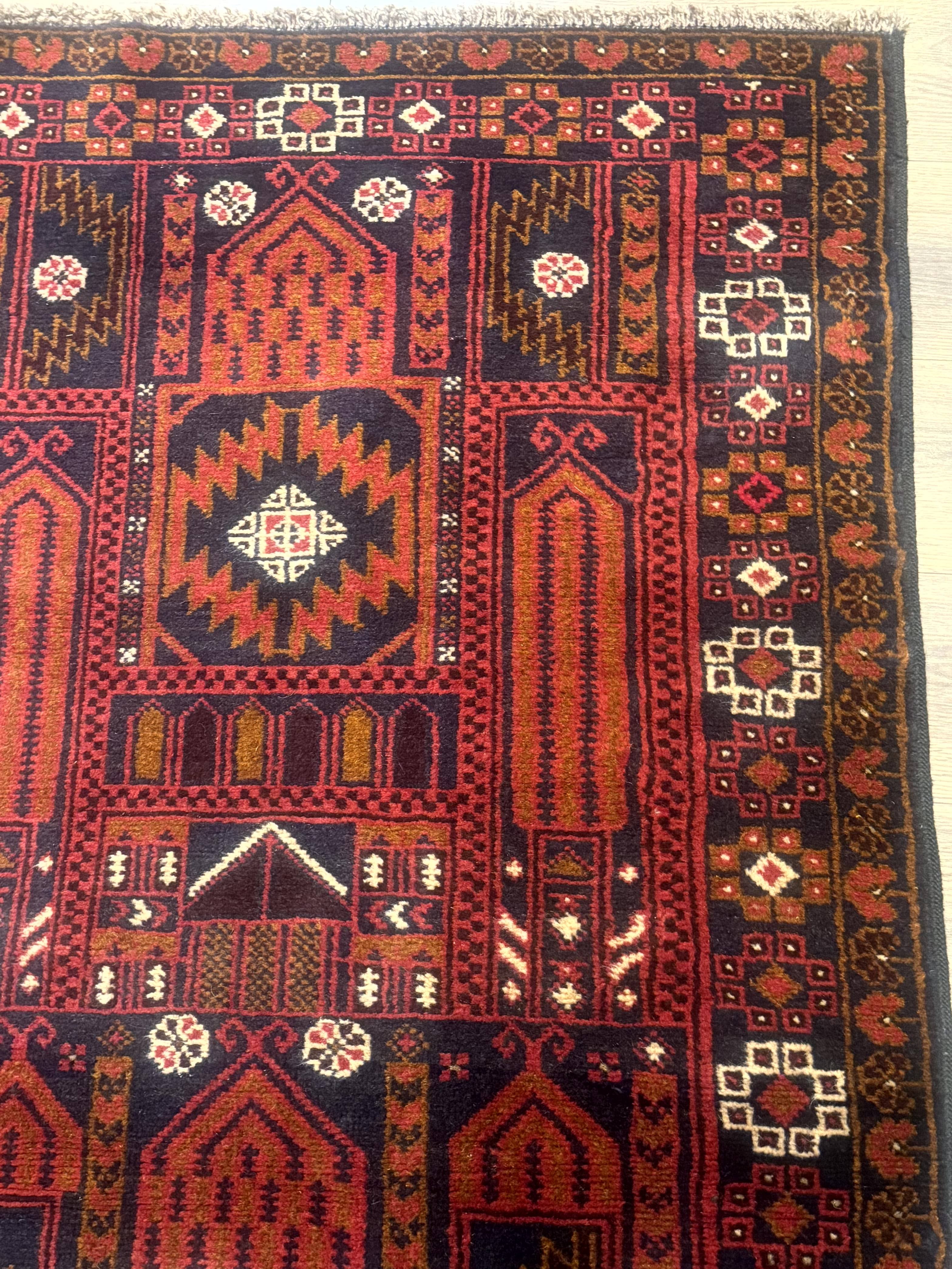 Afghan Rug 3x7, Balouch Carpet, Tribal Rug, Red, New - Jewel Rugs