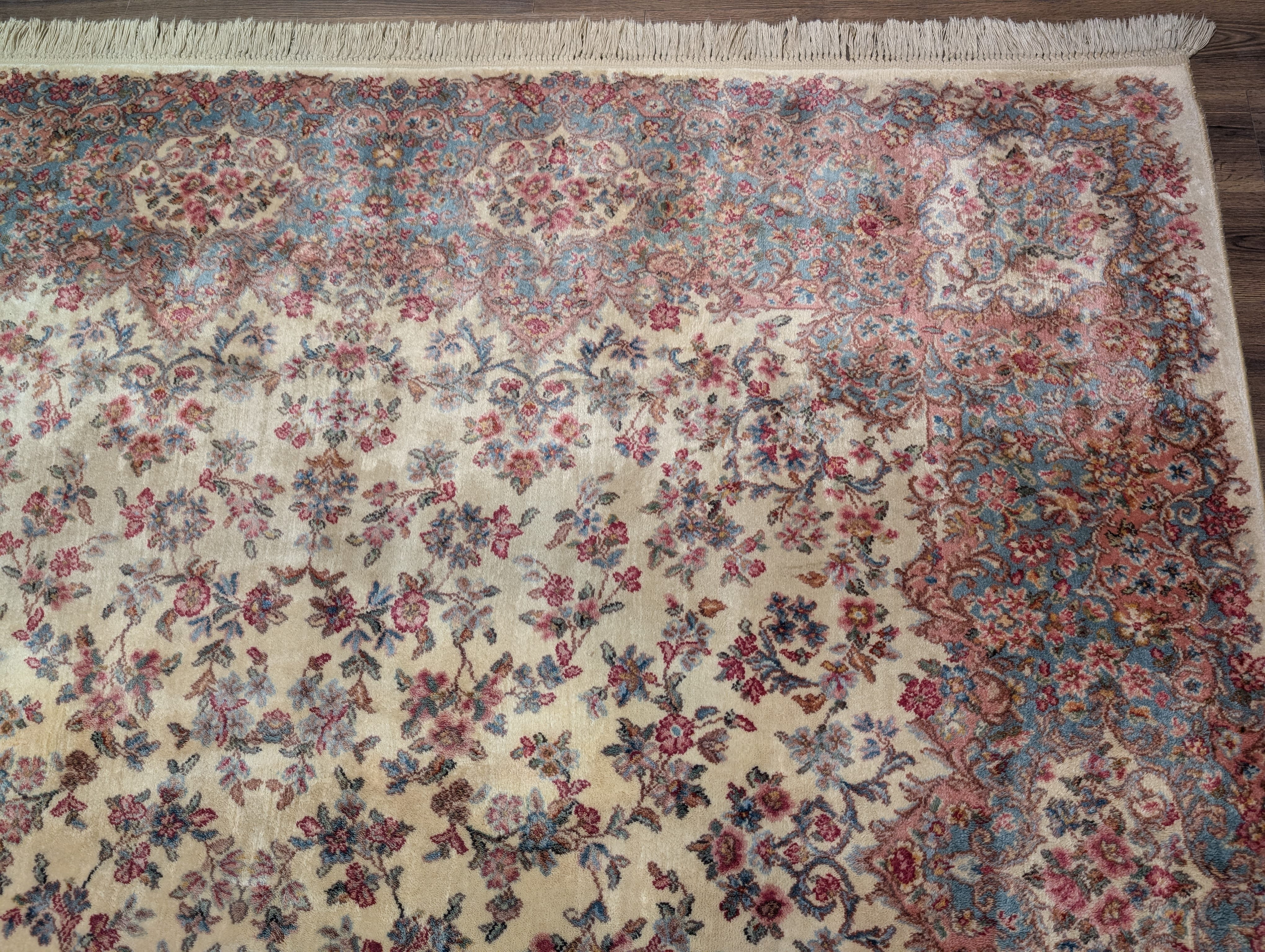 Karastan Rug 8.8 x 12 Ivory Kirman #788, Wool Pile, Original 700 Series, Vintage - Jewel Rugs