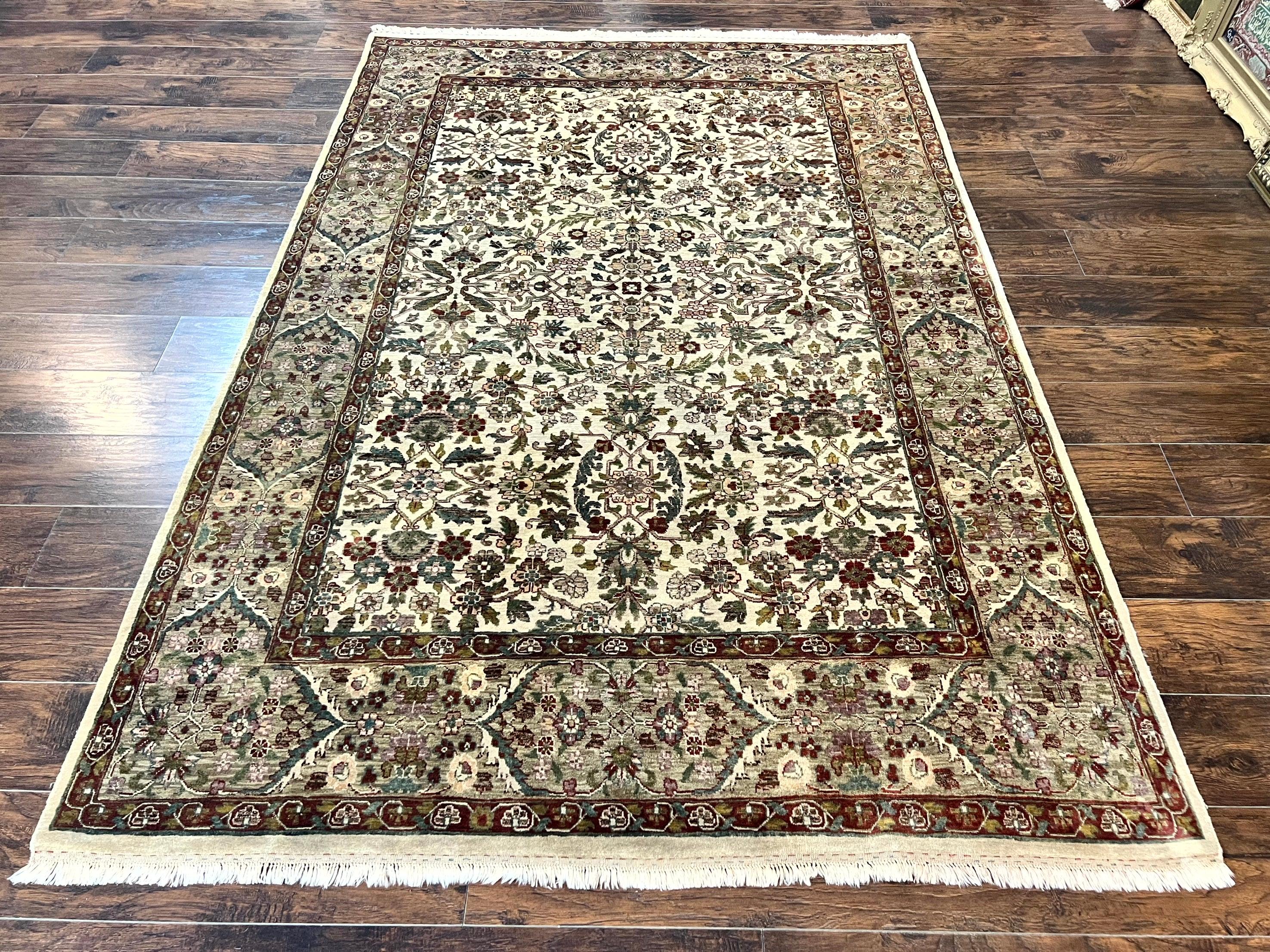 Indo Persian Rug 6x9, Indian Agra Rug, Vintage Handmade Wool Carpet, Beige, Traditional, Pande Cameron - Jewel Rugs