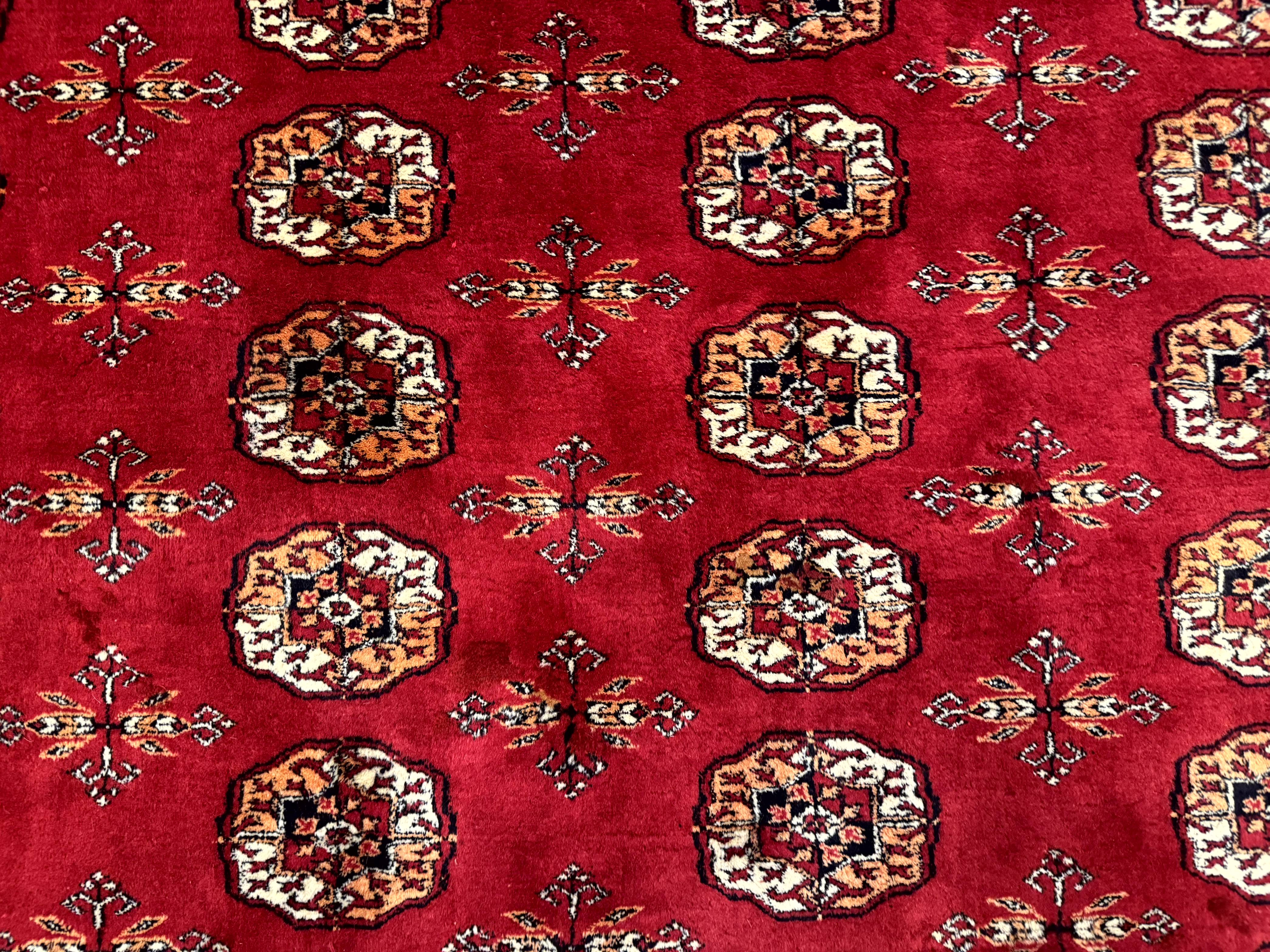 Red Turkoman Bokhara Rug 8x11, Pakistani Turkmen Carpet, Vintage Traditional Area Rug - Jewel Rugs