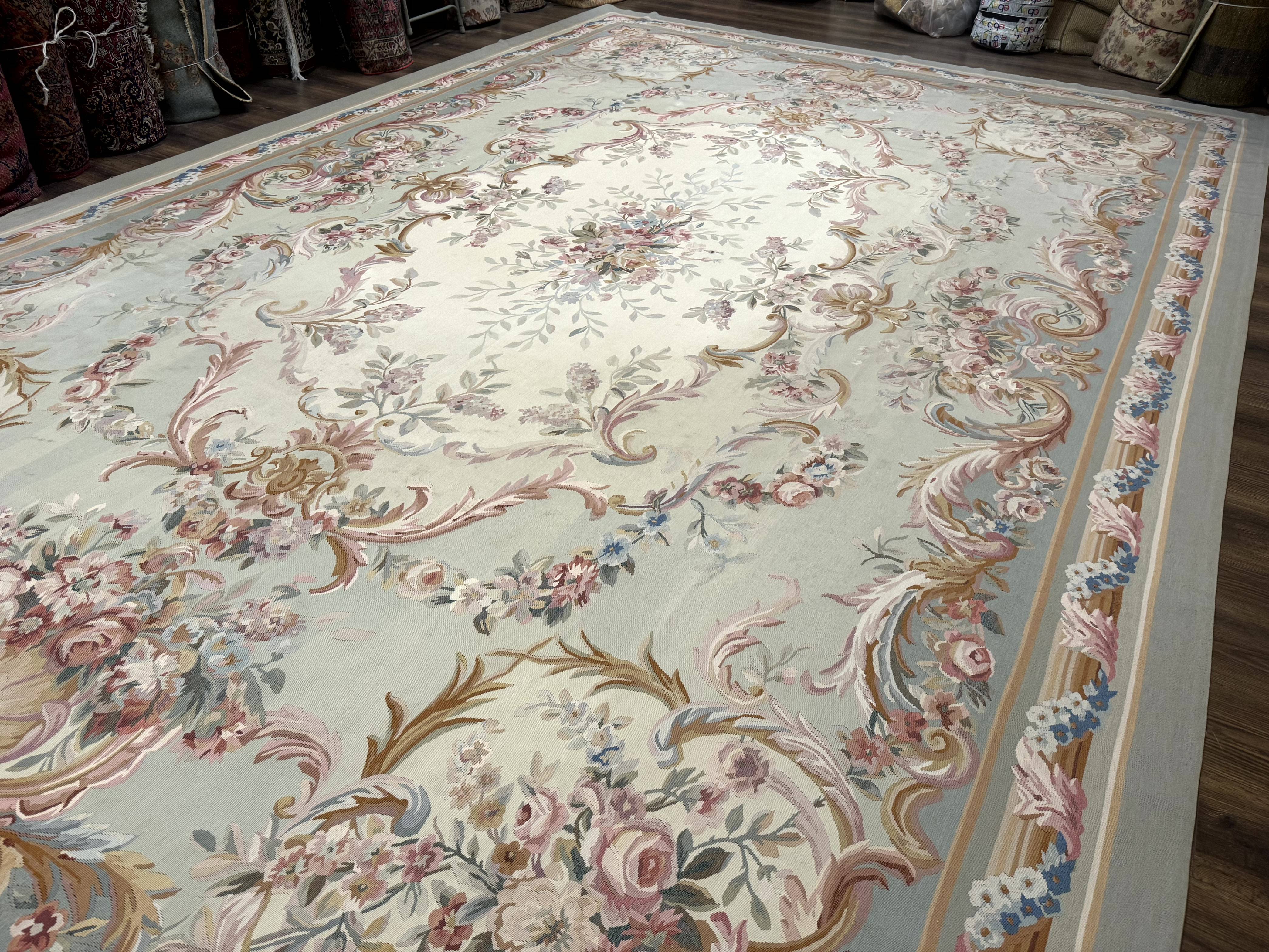 Palace Size Aubusson Rug 11x16, Large Aubusson Carpet - Jewel Rugs